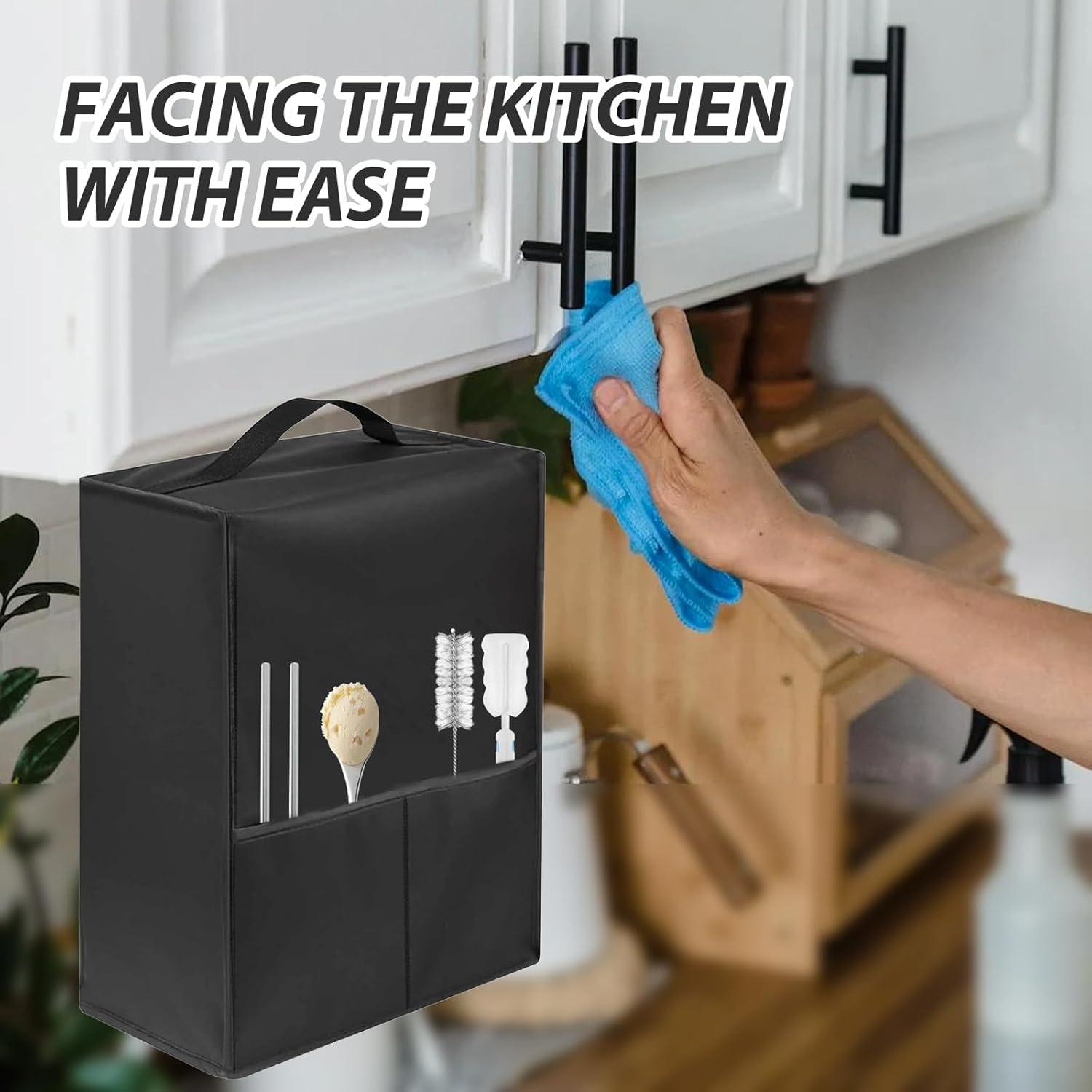 Ice Cream Maker Dust Cover – 600D Heat-Resistant Waterproof Nylon, For Ninja NC701 Swirl by CREAMi Ice Cream & 16oz Soft Serve Machines, Foldable Handle with Storage Bag