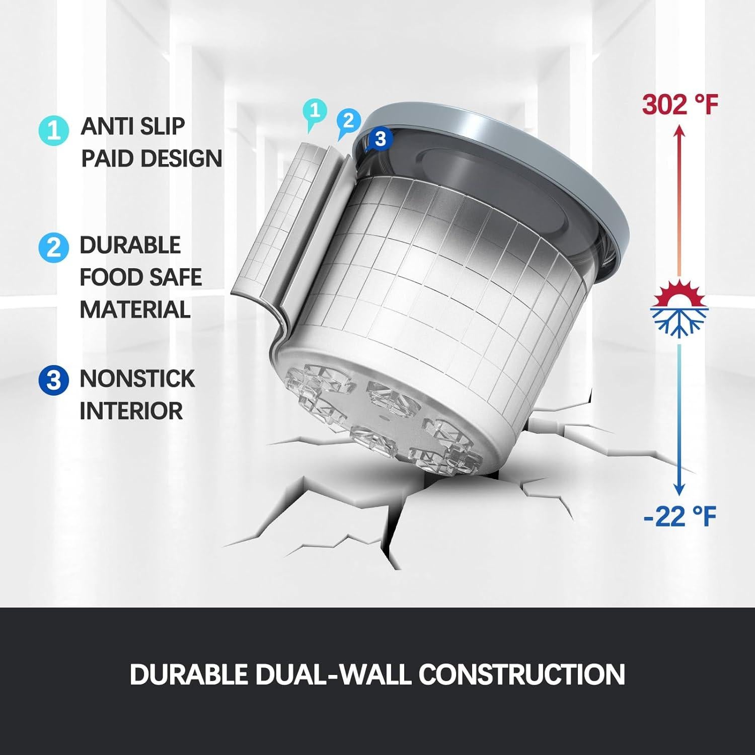 16OZ Cups Replacement for Ninja Creami Pints and Lids 4 Pack, Compatible with NC299AMZ NC300s Series 7-in-1 Ice Cream Makers, Airtight Anti-slip Dishwasher Safe