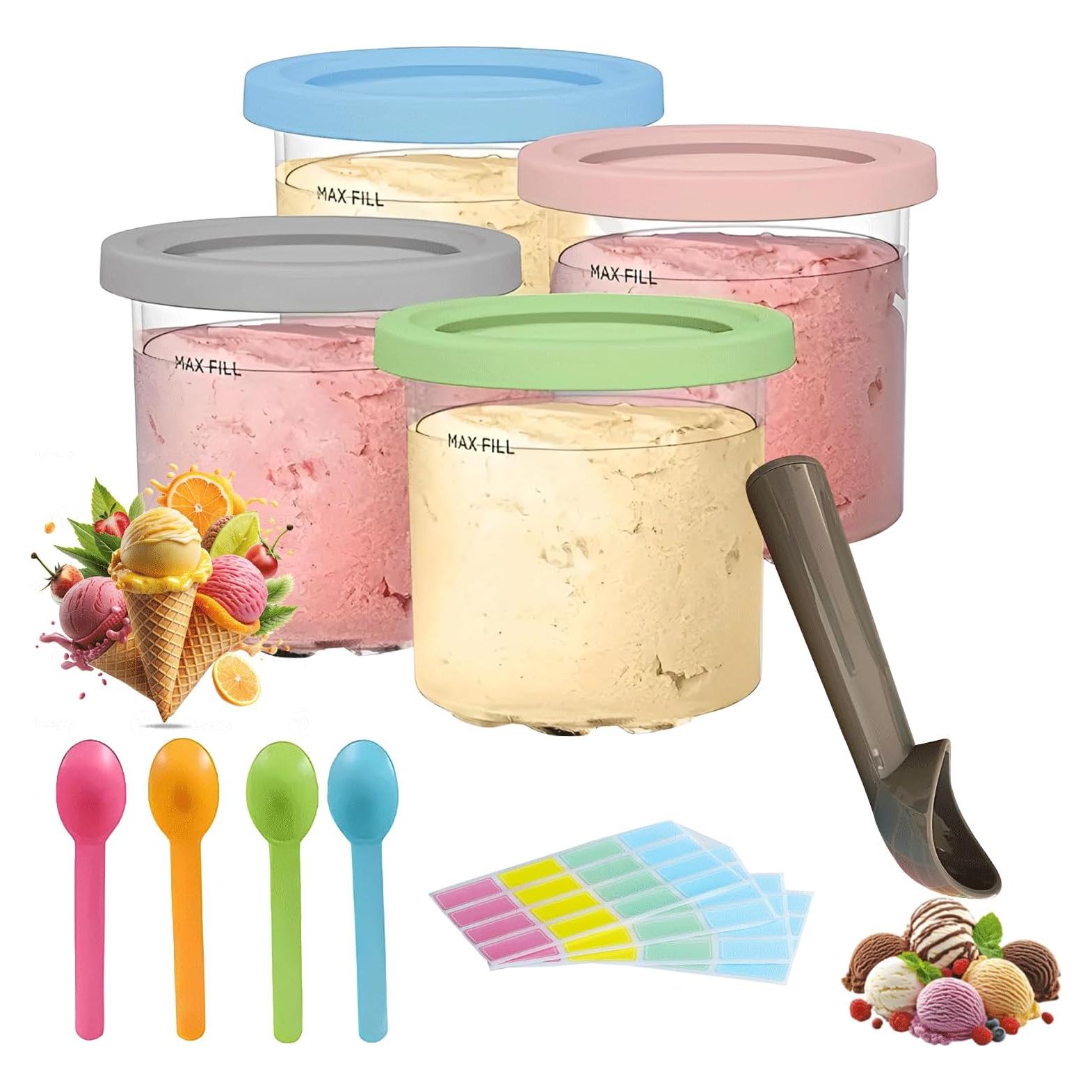 Paquete de 4 Contenedores Ninja Creami 16 oz con Tapas