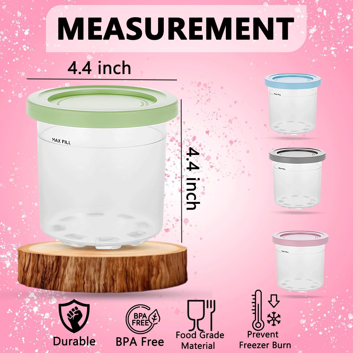 Paquete de 4 Contenedores Ninja Creami 16 oz con Tapas