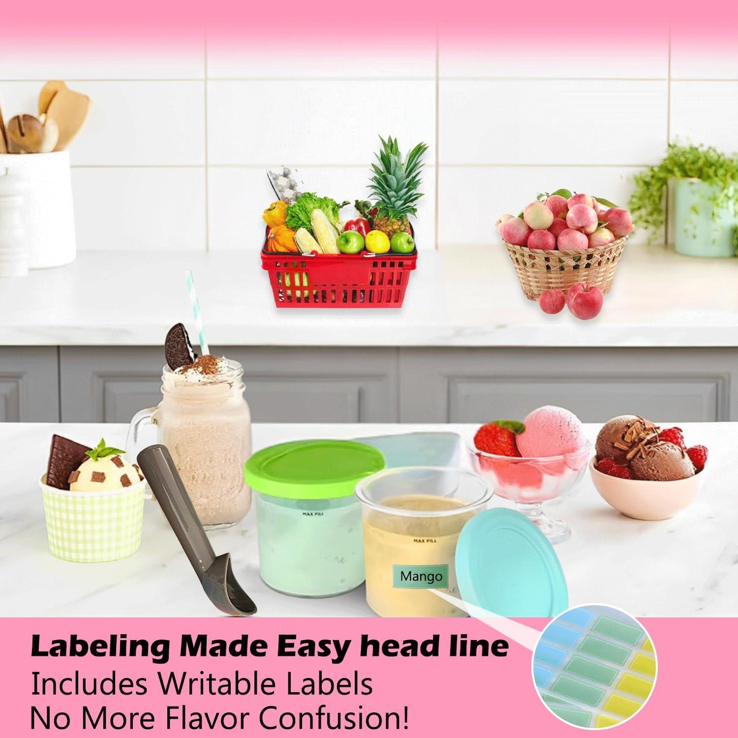 Paquete de 4 Contenedores Ninja Creami 16 oz con Tapas