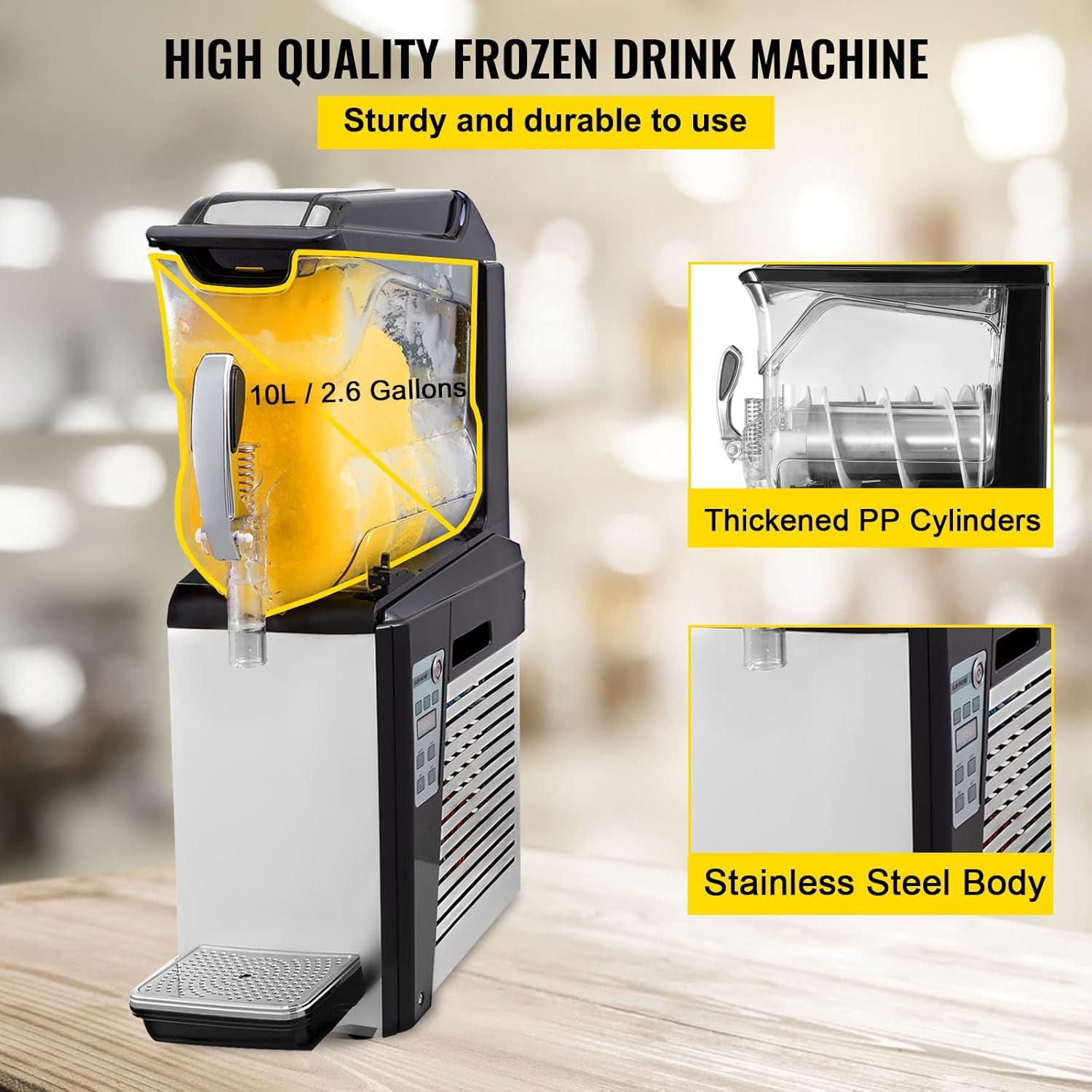 VEVOR Frozen Drink Machine, 10L Single Bowl Commercial Slushy Machine, 600W Slush Drink Maker, Perfect for Restaurants Cafes Bars