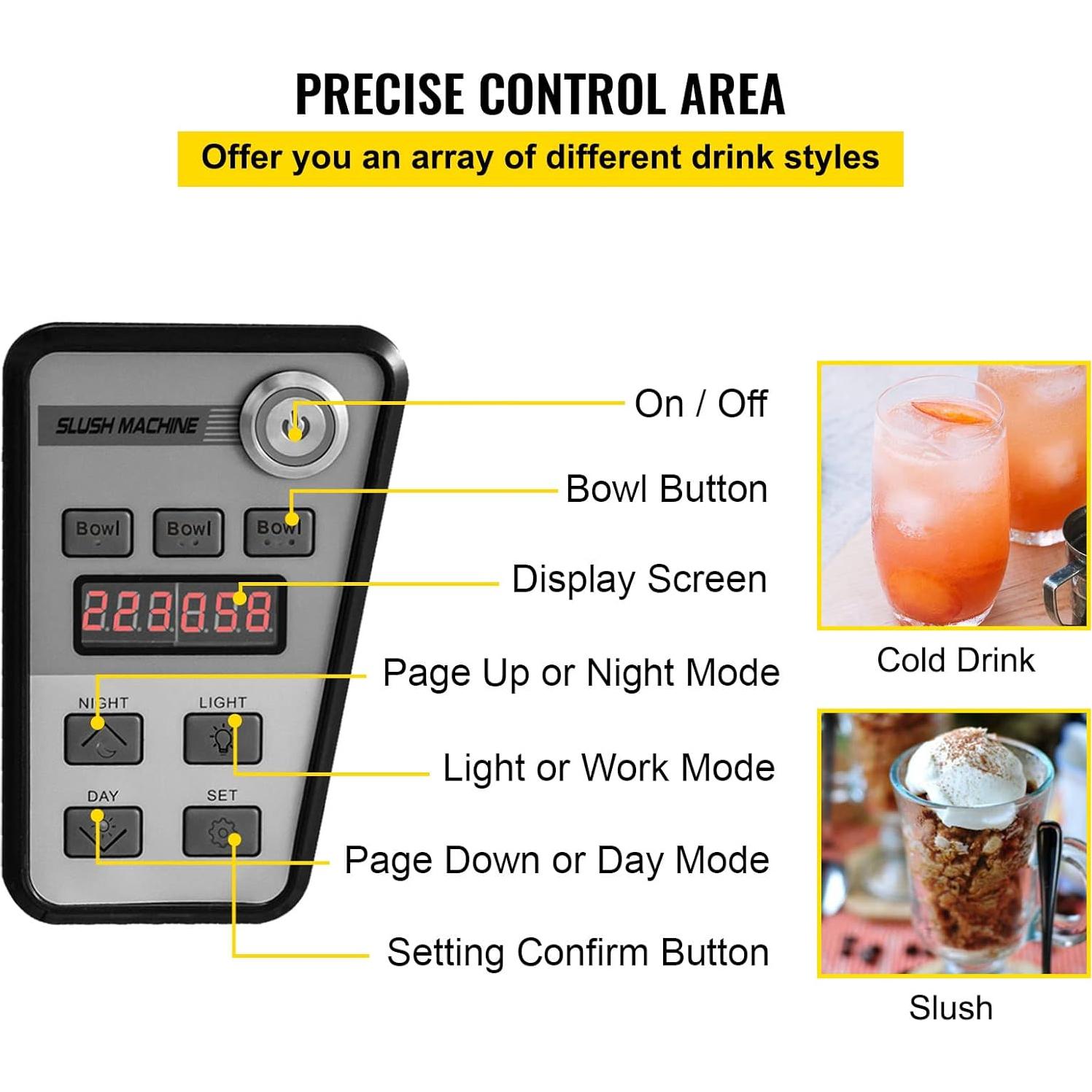 VEVOR Frozen Drink Machine, 10L Single Bowl Commercial Slushy Machine, 600W Slush Drink Maker, Perfect for Restaurants Cafes Bars