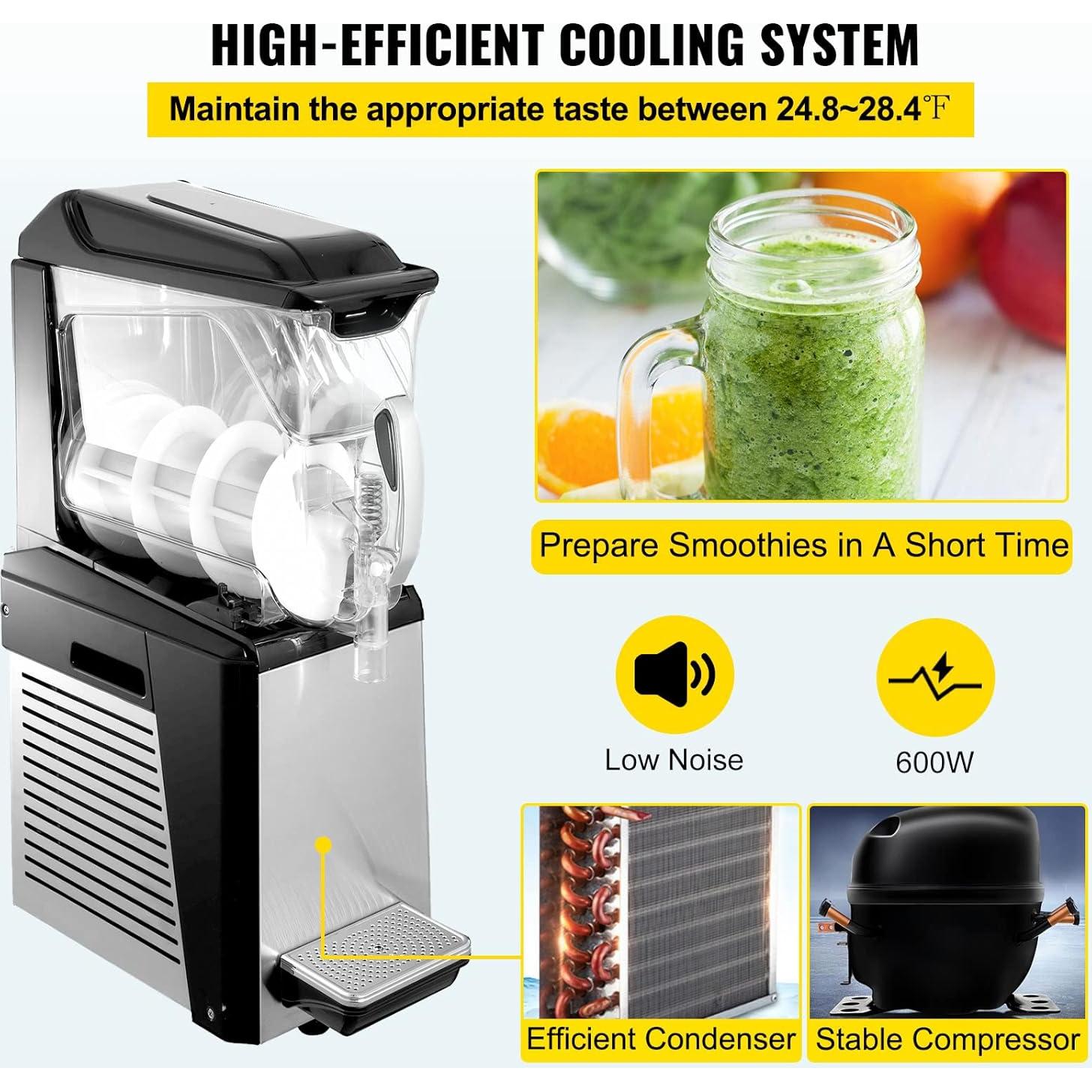 VEVOR Frozen Drink Machine, 10L Single Bowl Commercial Slushy Machine, 600W Slush Drink Maker, Perfect for Restaurants Cafes Bars