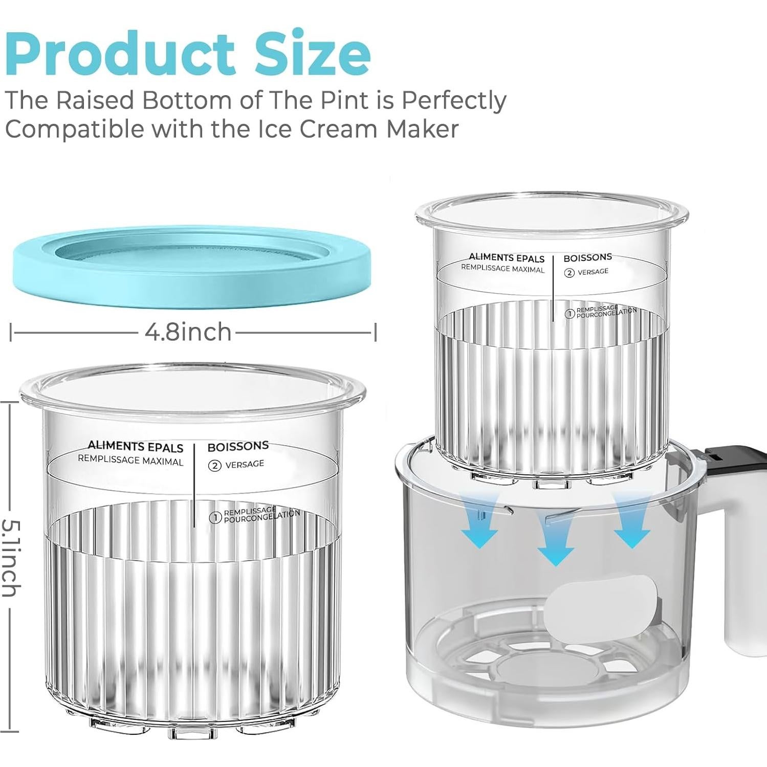 4Pack for Ninja Creami Deluxe Pints and Lids, 24OZ Ice Creamy Containers Storage for Ninja Creami Maker 11-in-1 NC501 NC500 Series (Dishwasher Safe Reusable Leak Proof)