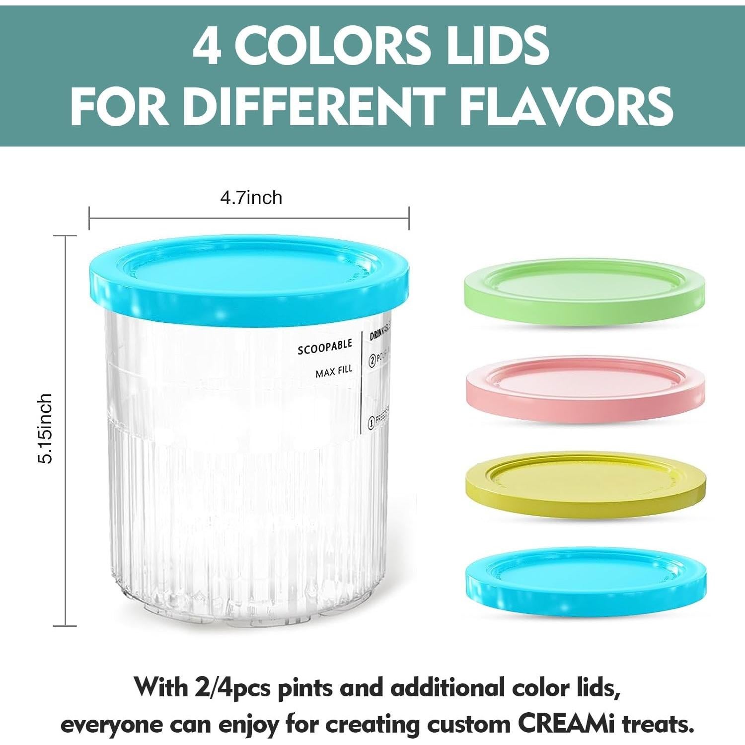 Contenedores Ninja Creami Deluxe 24 oz - Paquete de 4