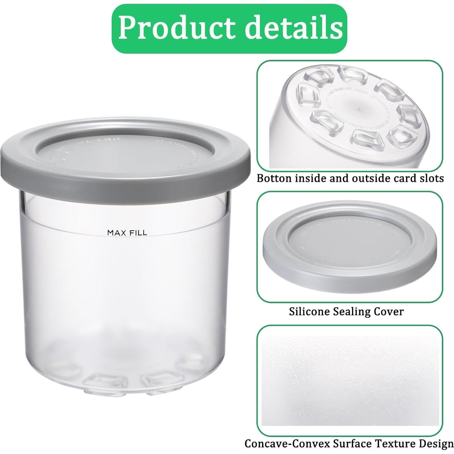 Recipientes de Helado Ninja Creami 16oz - 4 Pack Atuwebo