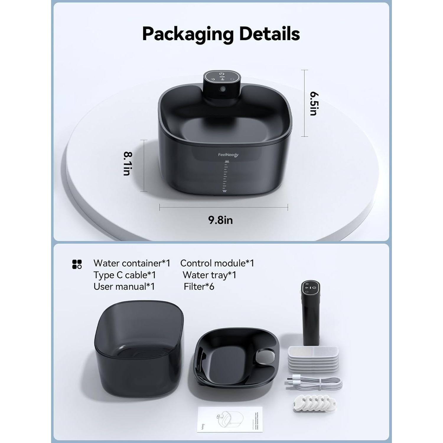 Fuente de Agua Inalámbrica para Gatos FEELNEEDY 4L con Filtros