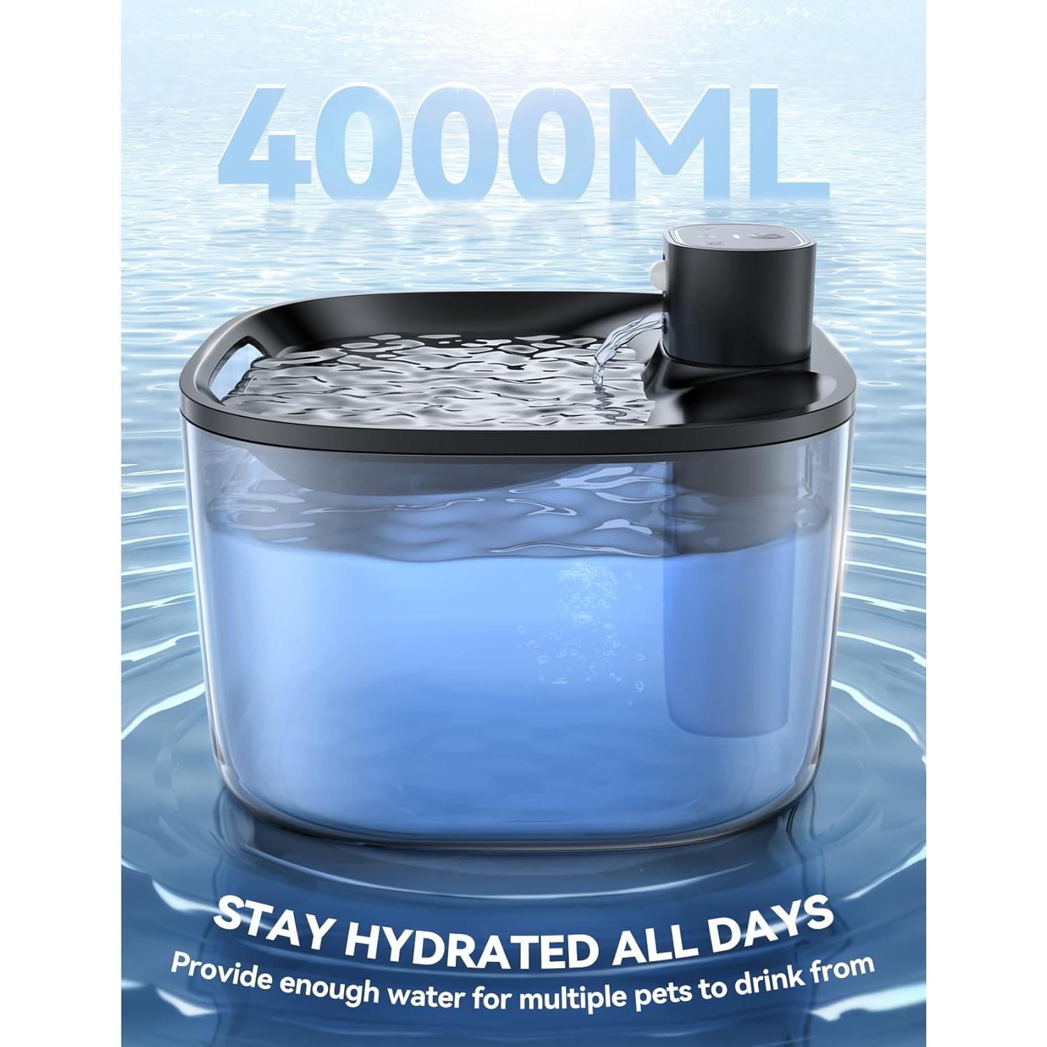 Fuente de Agua Inalámbrica para Gatos FEELNEEDY 4L con Filtros