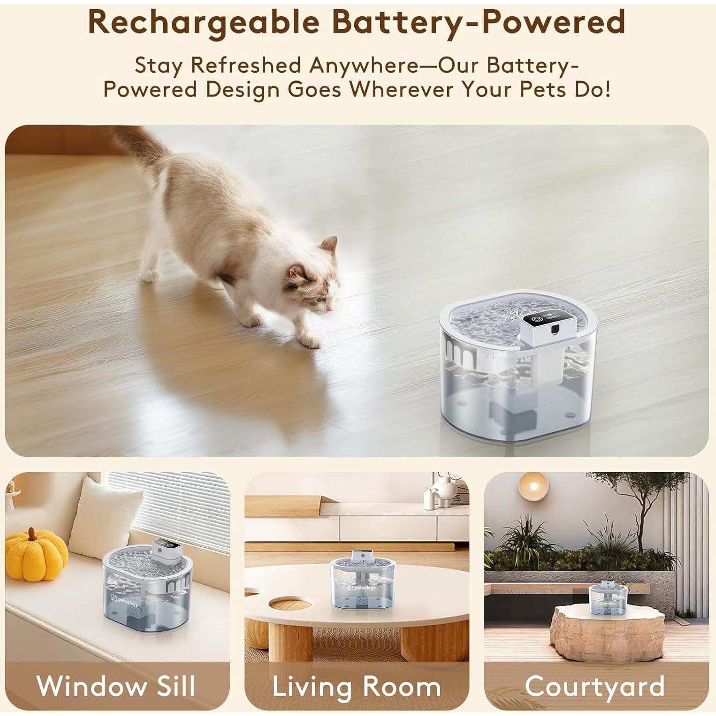 Fuente de Agua Inalámbrica HSL 2.5L para Gatos y Perros Pequeños