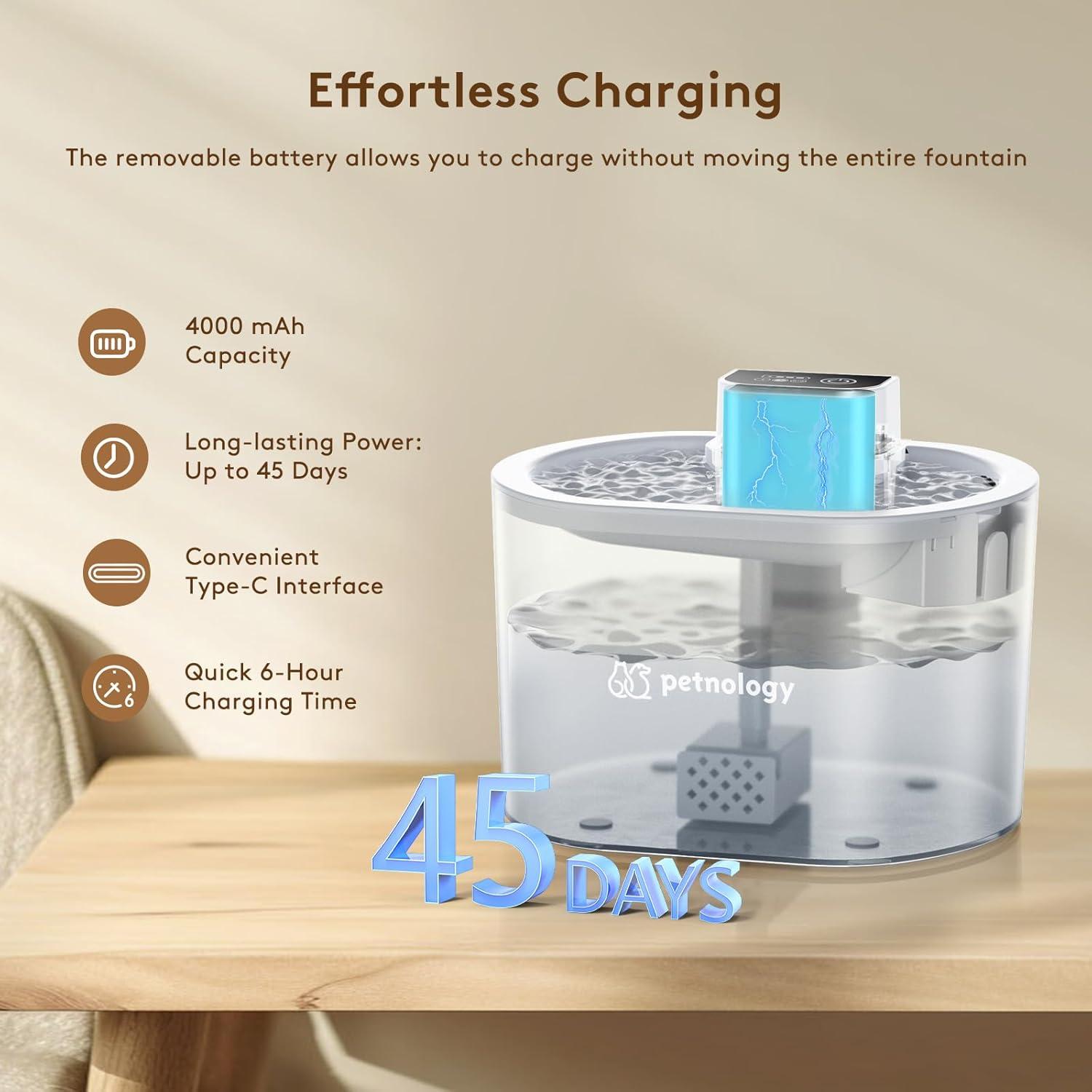 Fuente de Agua Inalámbrica HSL 2.5L para Gatos y Perros Pequeños