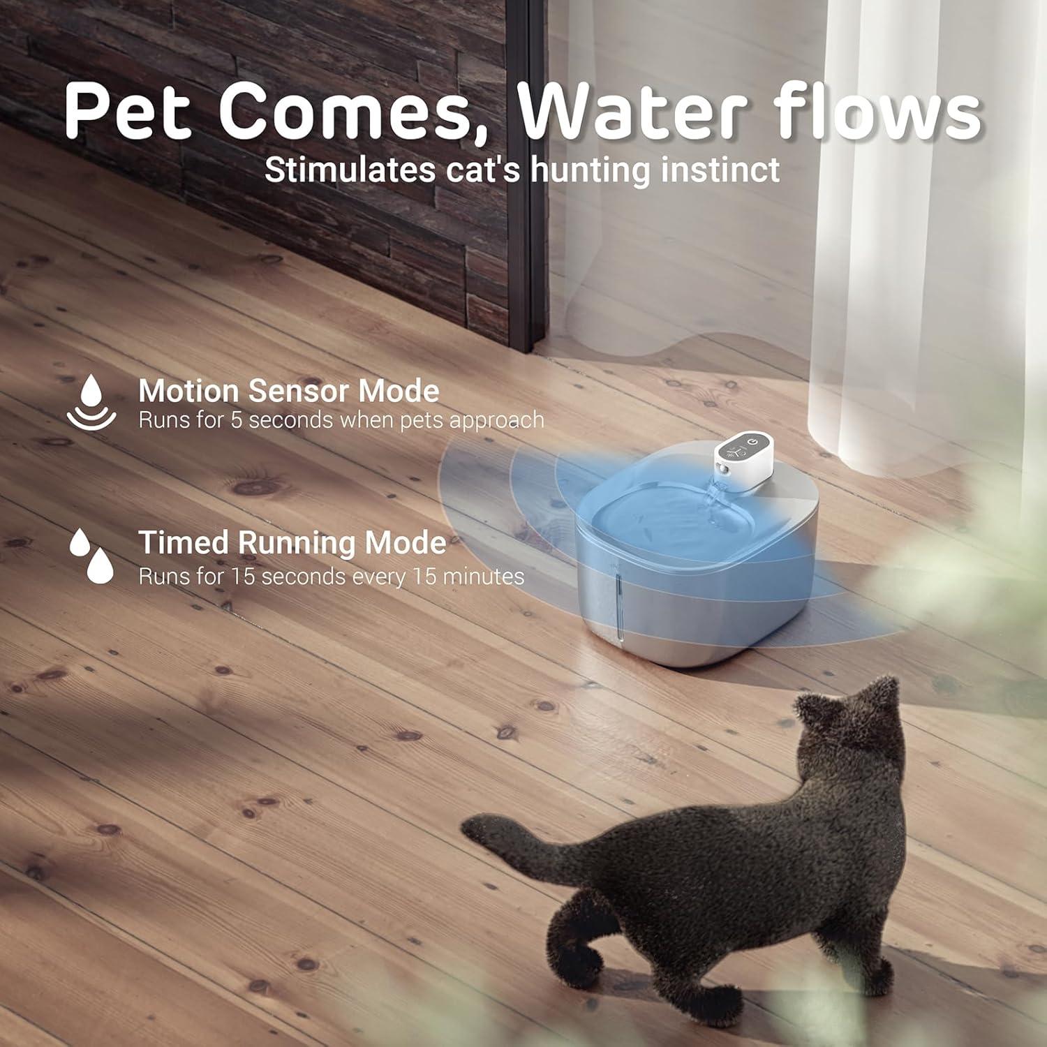 Fuente de Agua Inalámbrica para Gatos iPettie 4.16L Acero Inoxidable