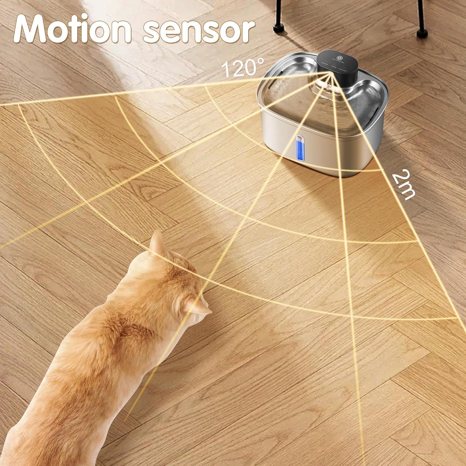 Fuente de Agua Inalámbrica para Gatos BOORCA 5L Acero Inoxidable