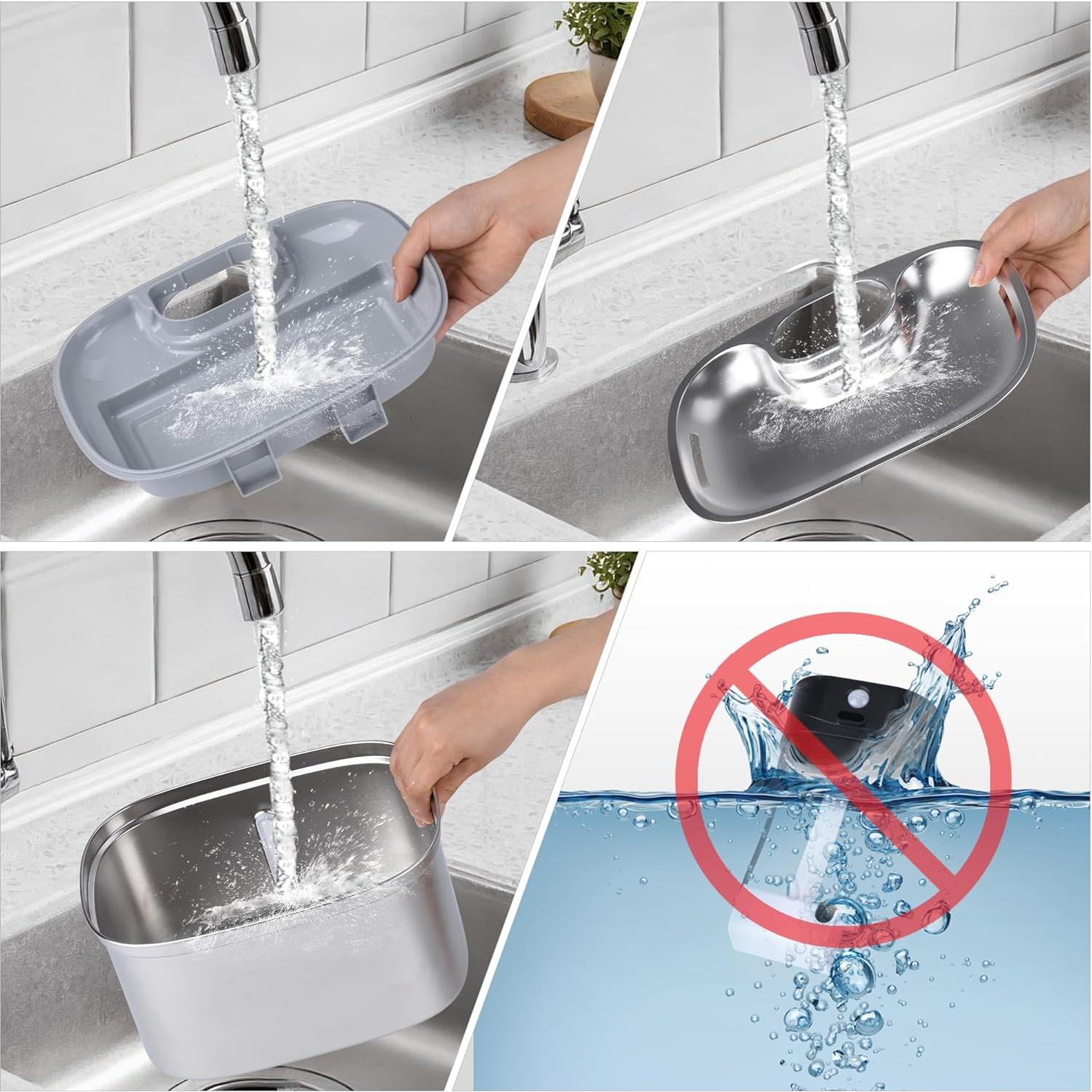 Fuente de Agua Inalámbrica para Gatos BOORCA 5L Acero Inoxidable