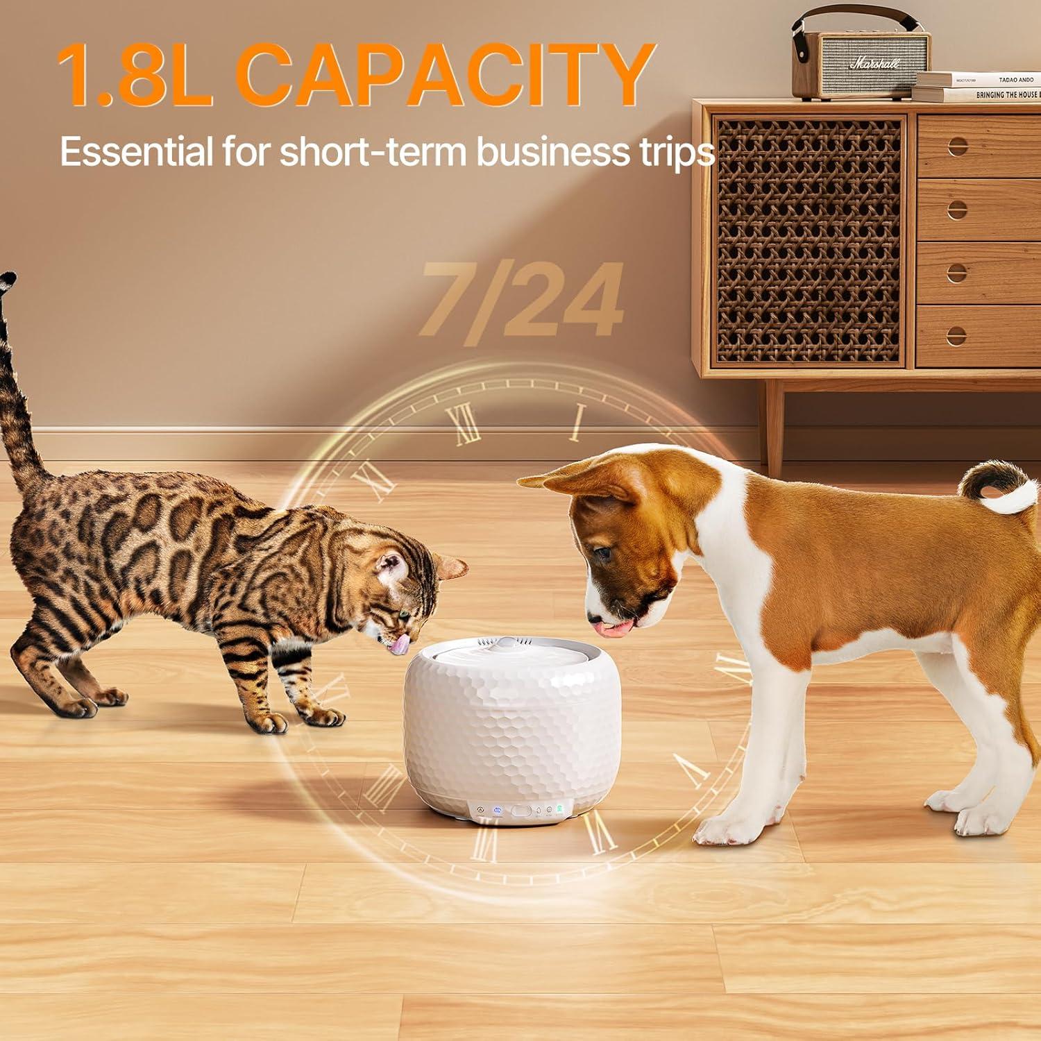 Fuente de Agua para Gatos Petsuper 1.8L Ultra-Silenciosa con Filtros