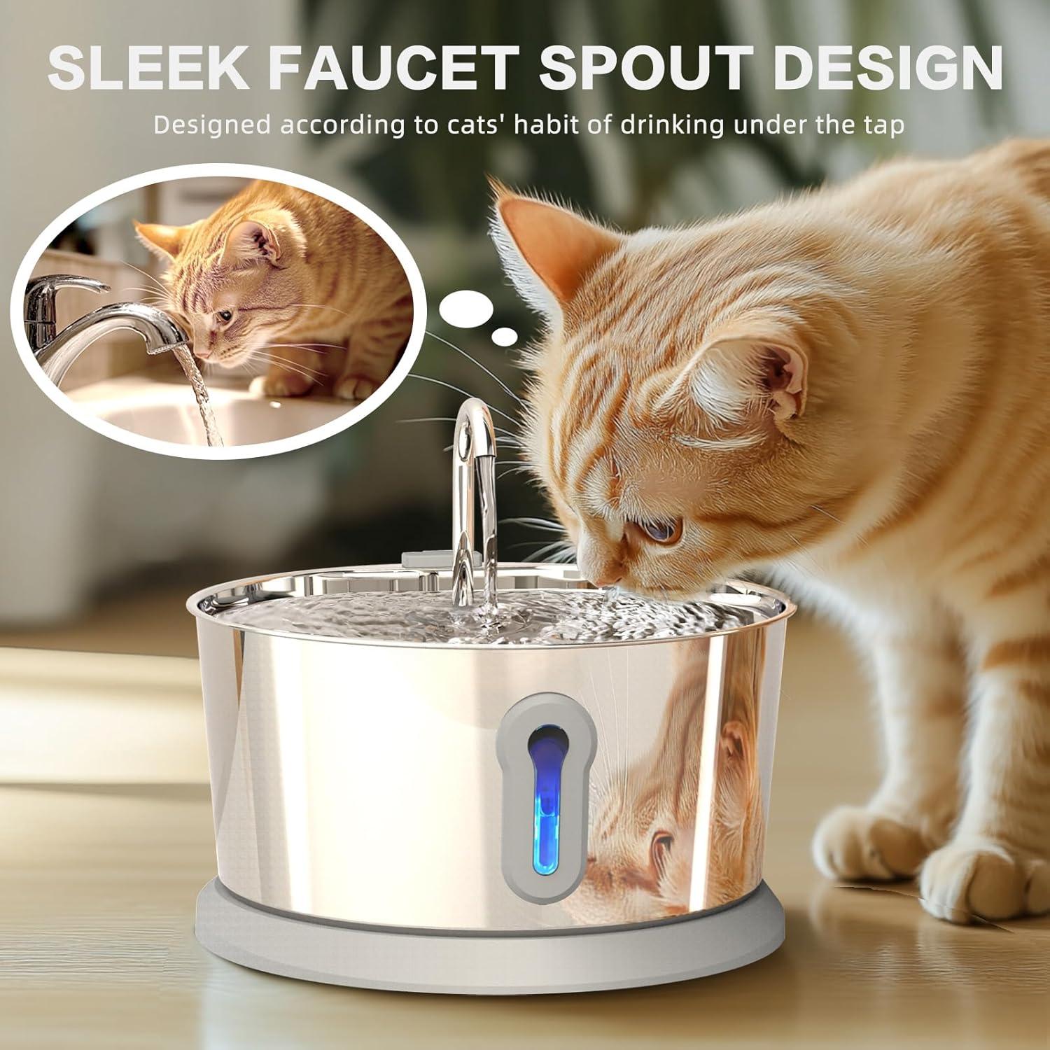 Fuente de Agua Inalámbrica para Gatos HAJXM 4L Acero Inoxidable