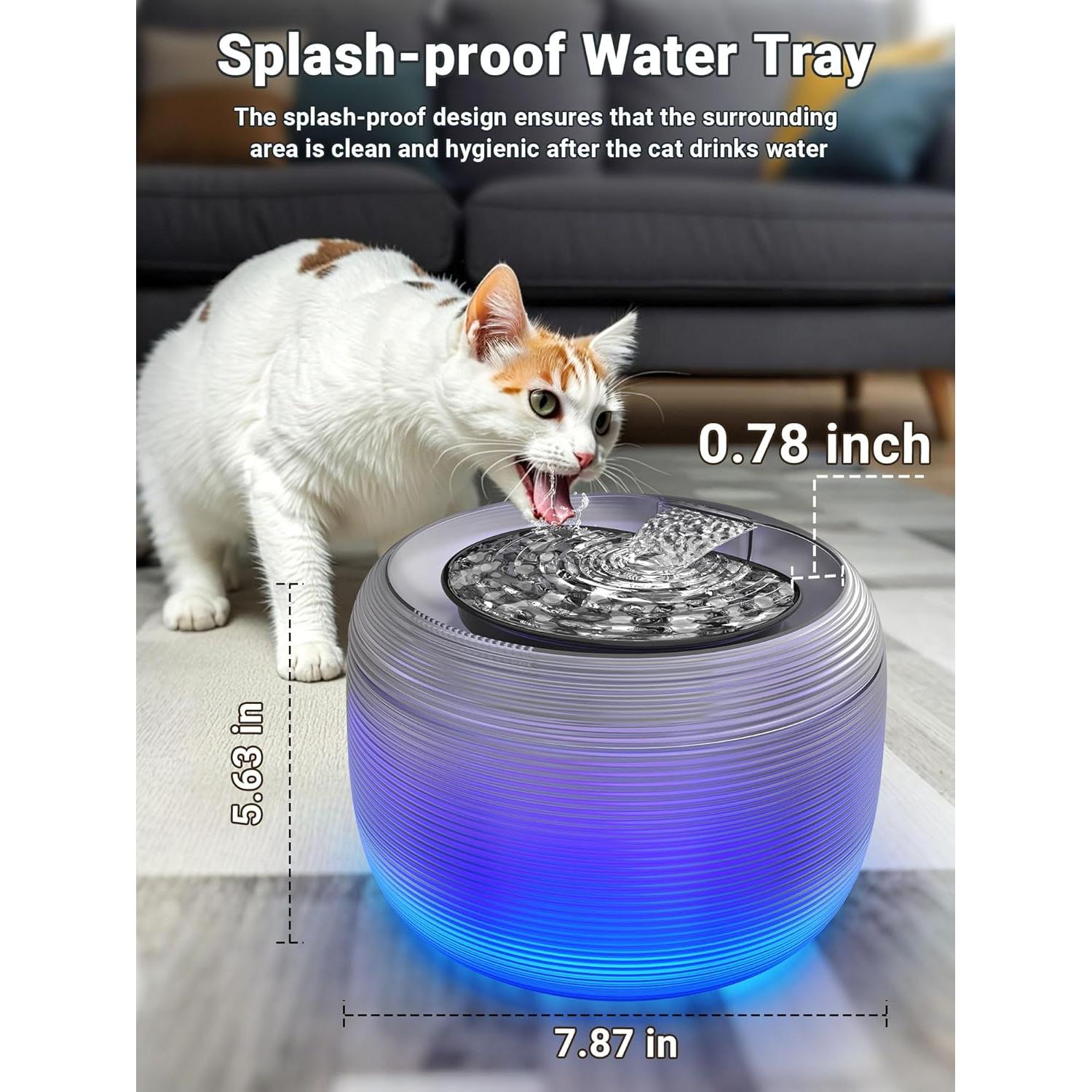 Kastty FS75 Quiet Cat Water Fountain, 3.5L/118oz Large Capacity Pet Water Fountain for Cats Indoor with Water Level LED Light, Easy Cleaning Cat Fountains for Drinking Automatic Dog Water Fountain
