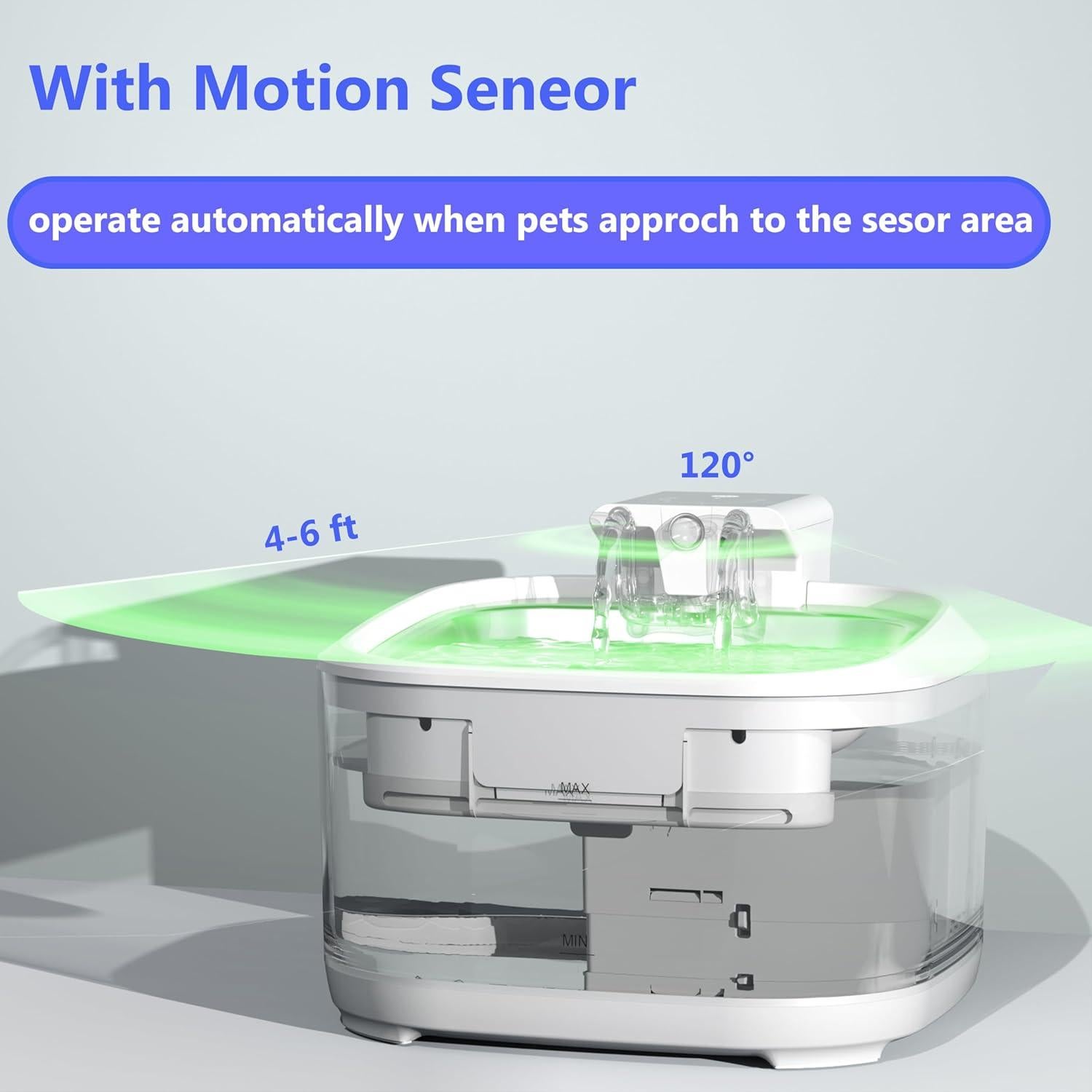 Cat Water Fountain Wireless,Pet Water Fountain Battery Operated for Cats Indoor,4.5L/150oz Automatic Dog Water Dispenser,Quiet Cordless Water Fountains with Motion Sensor,Stainless Steel