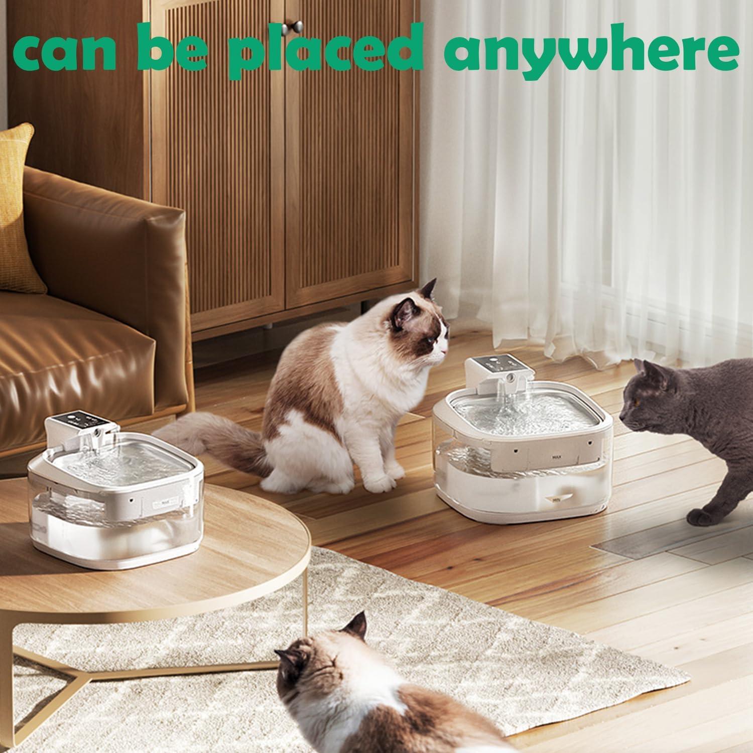 Cat Water Fountain Wireless,Pet Water Fountain Battery Operated for Cats Indoor,4.5L/150oz Automatic Dog Water Dispenser,Quiet Cordless Water Fountains with Motion Sensor,Stainless Steel