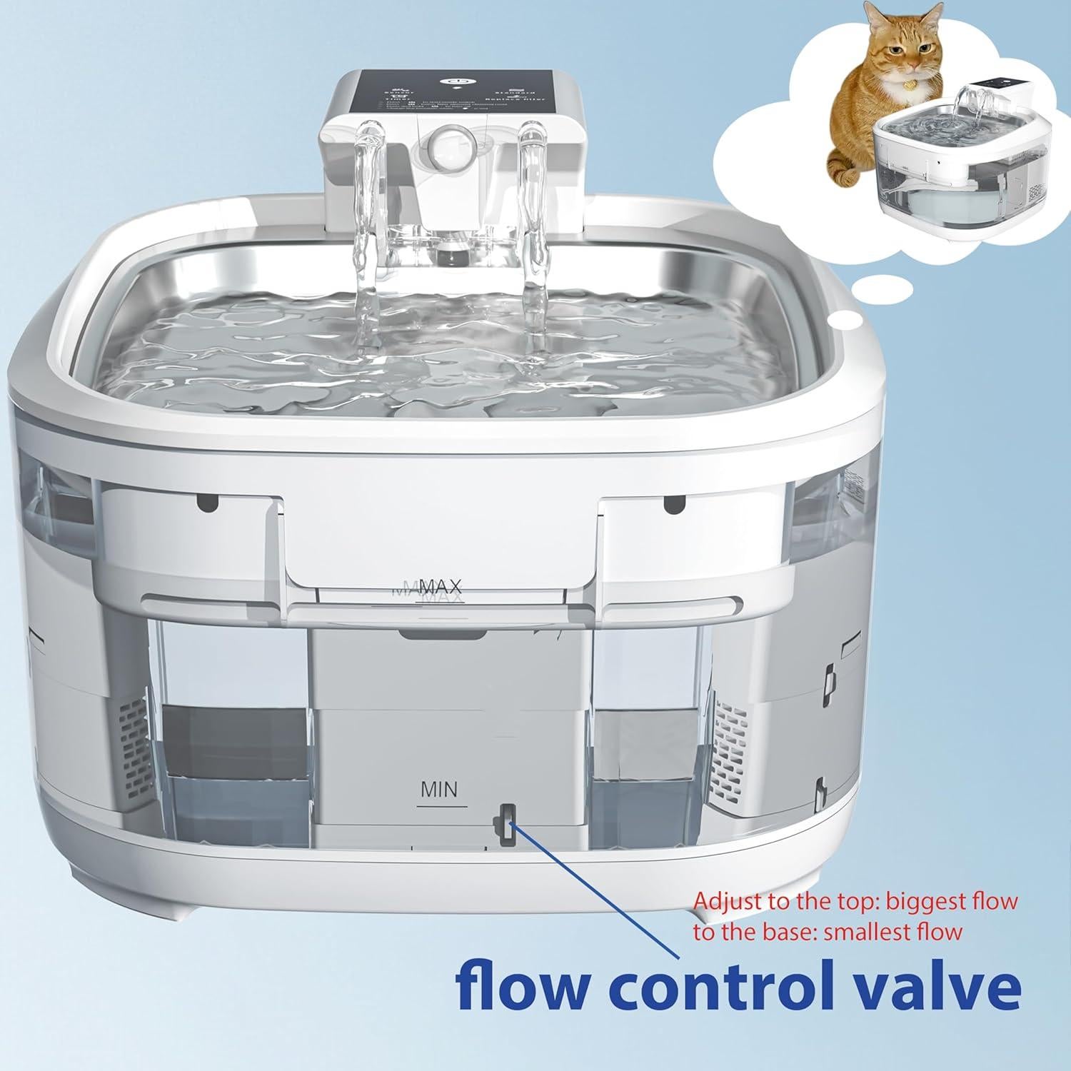 Cat Water Fountain Wireless,Pet Water Fountain Battery Operated for Cats Indoor,4.5L/150oz Automatic Dog Water Dispenser,Quiet Cordless Water Fountains with Motion Sensor,Stainless Steel