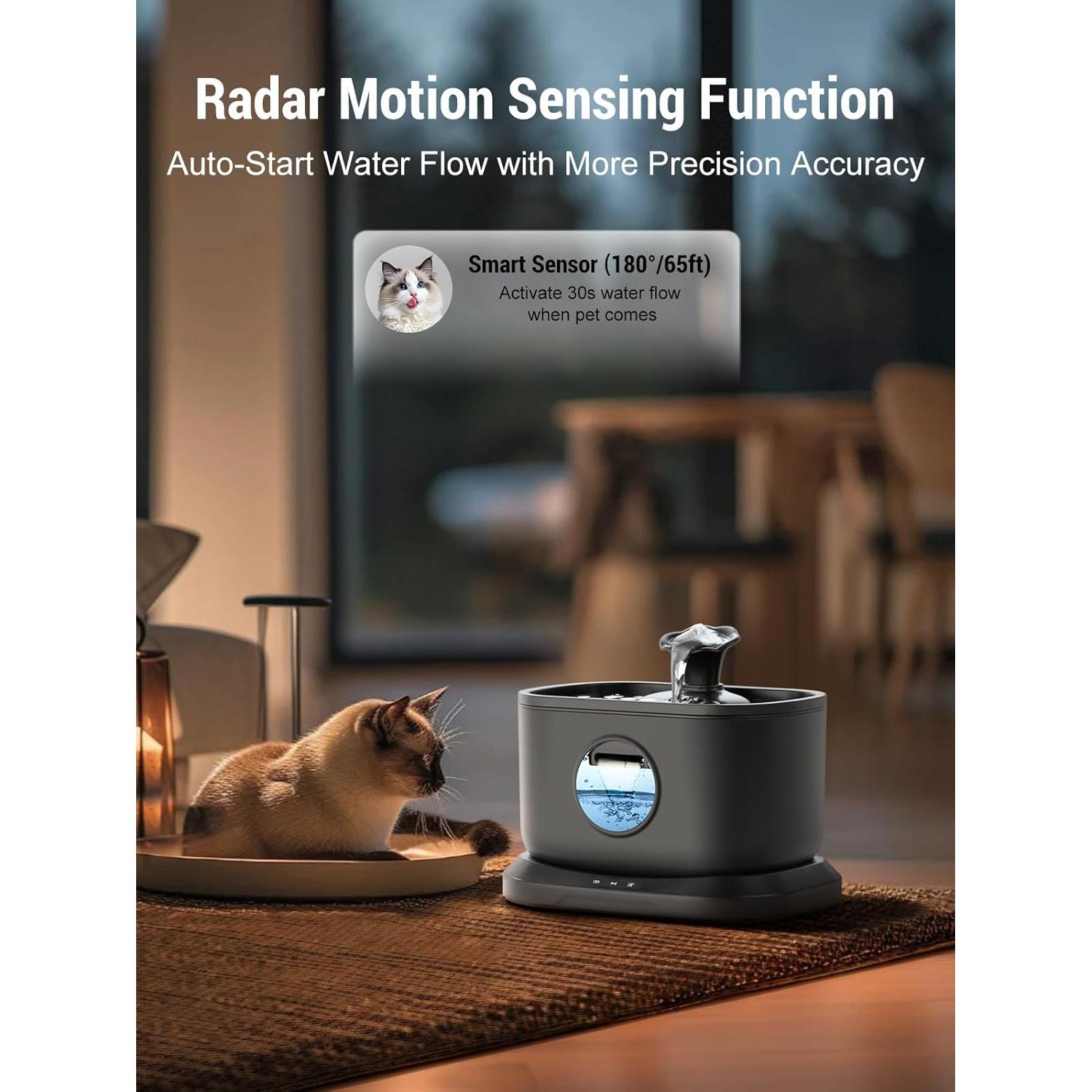 Fuente de Agua Inalámbrica para Gatos Petlipo 2.5L Silenciosa