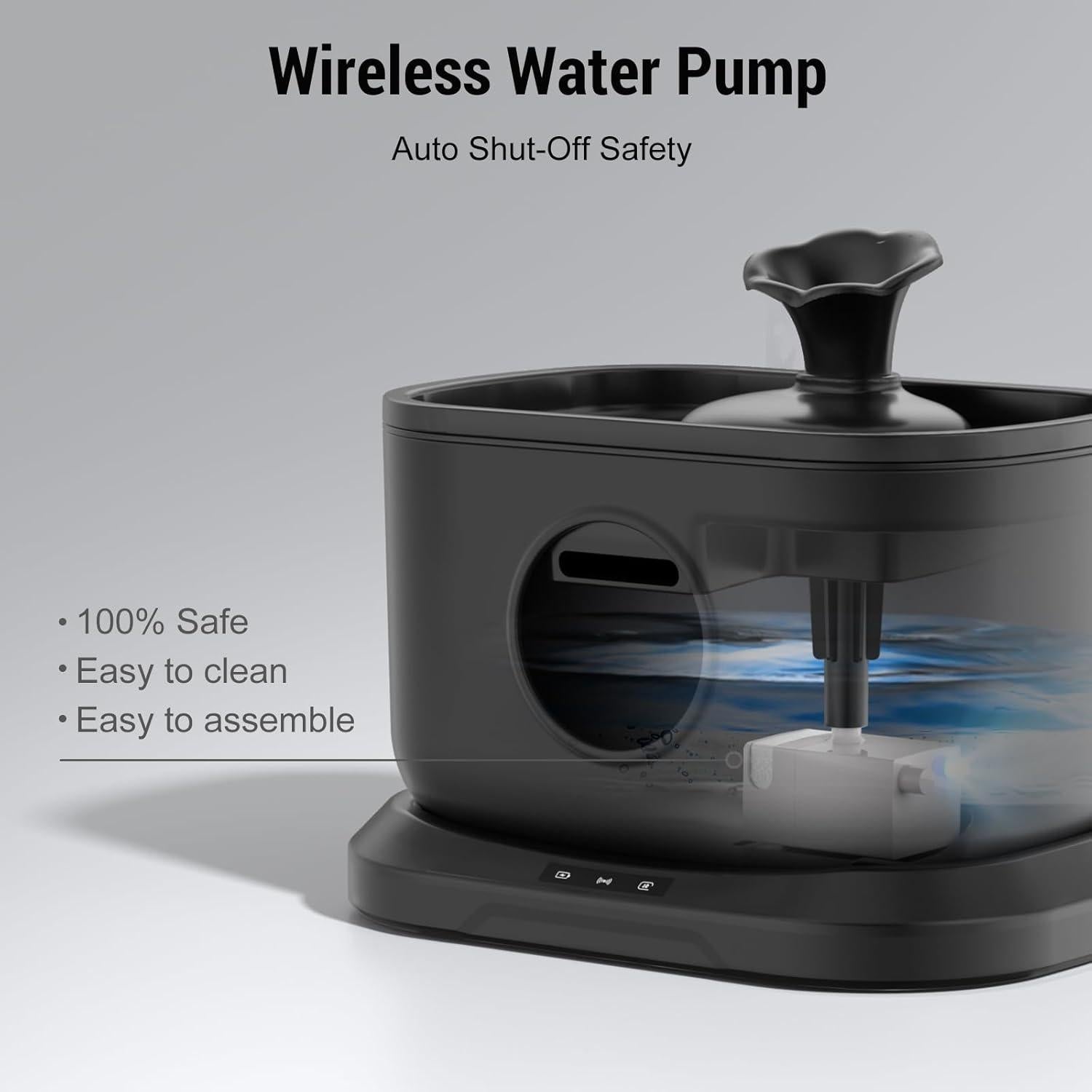 Fuente de Agua Inalámbrica para Gatos Petlipo 2.5L Silenciosa