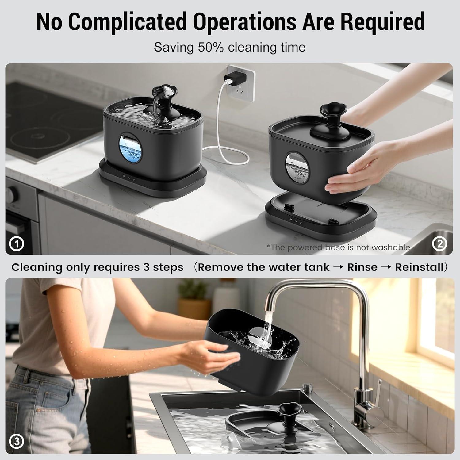 Fuente de Agua Inalámbrica para Gatos Petlipo 2.5L Silenciosa