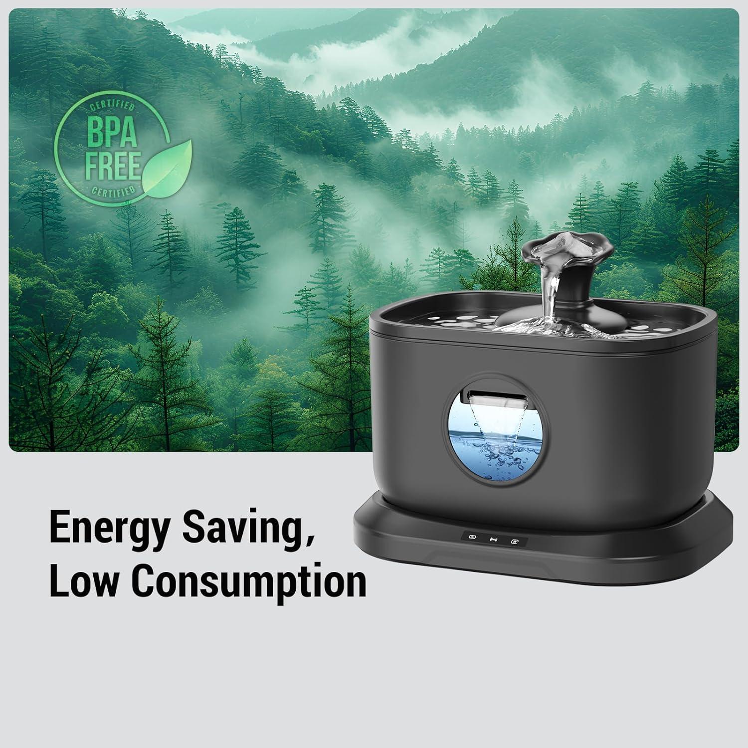 Fuente de Agua Inalámbrica para Gatos Petlipo 2.5L Silenciosa