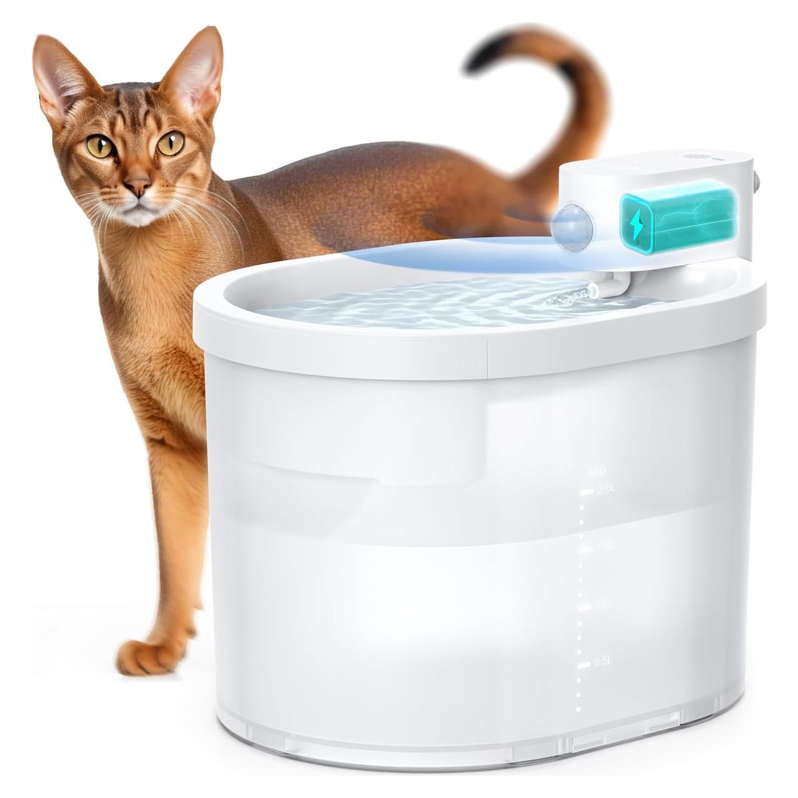 Fuente de Agua Inalámbrica para Gatos uahpet 2L con Sensor
