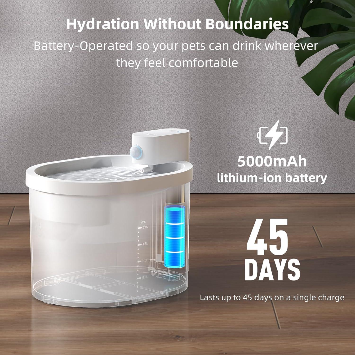 Fuente de Agua Inalámbrica para Gatos uahpet 2L con Sensor