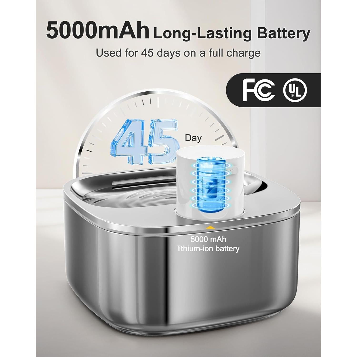 Fuente de Agua Inalámbrica iweepet 3.2L Acero Inoxidable para Gatos