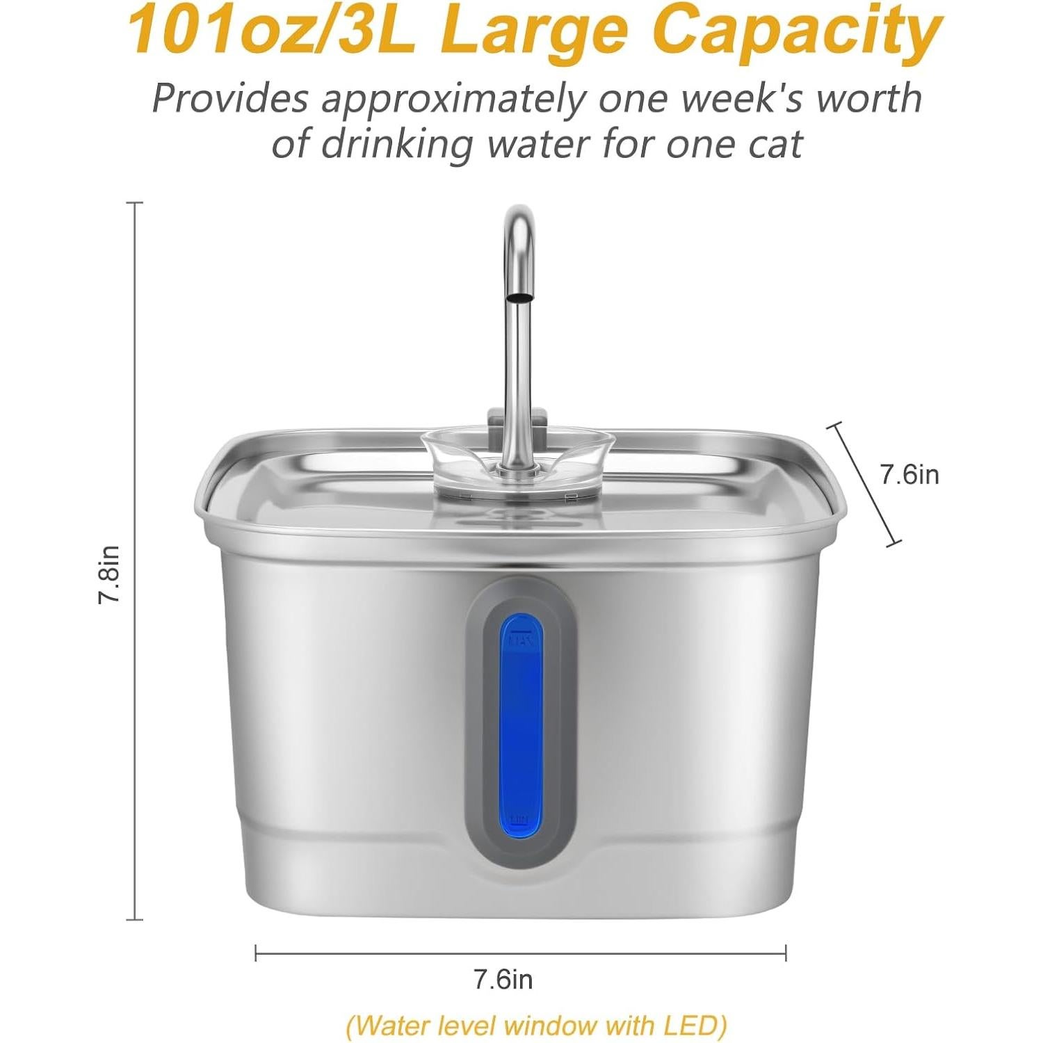 Fuente de Agua Automática para Gatos SEIRMEP 3L Acero Inoxidable