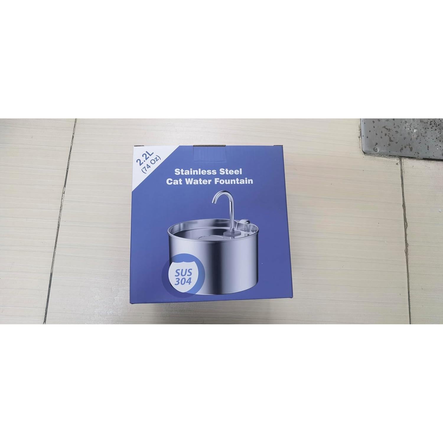 Fuente de Agua para Gatos GIOTOHUN 2.2L Acero Inoxidable Silenciosa