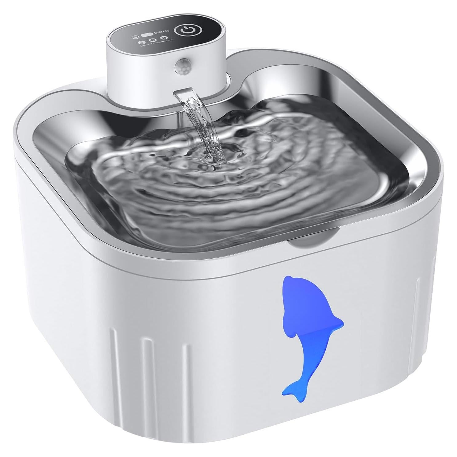 Fuente de Agua Inalámbrica para Gatos Acero Inoxidable 3.2L