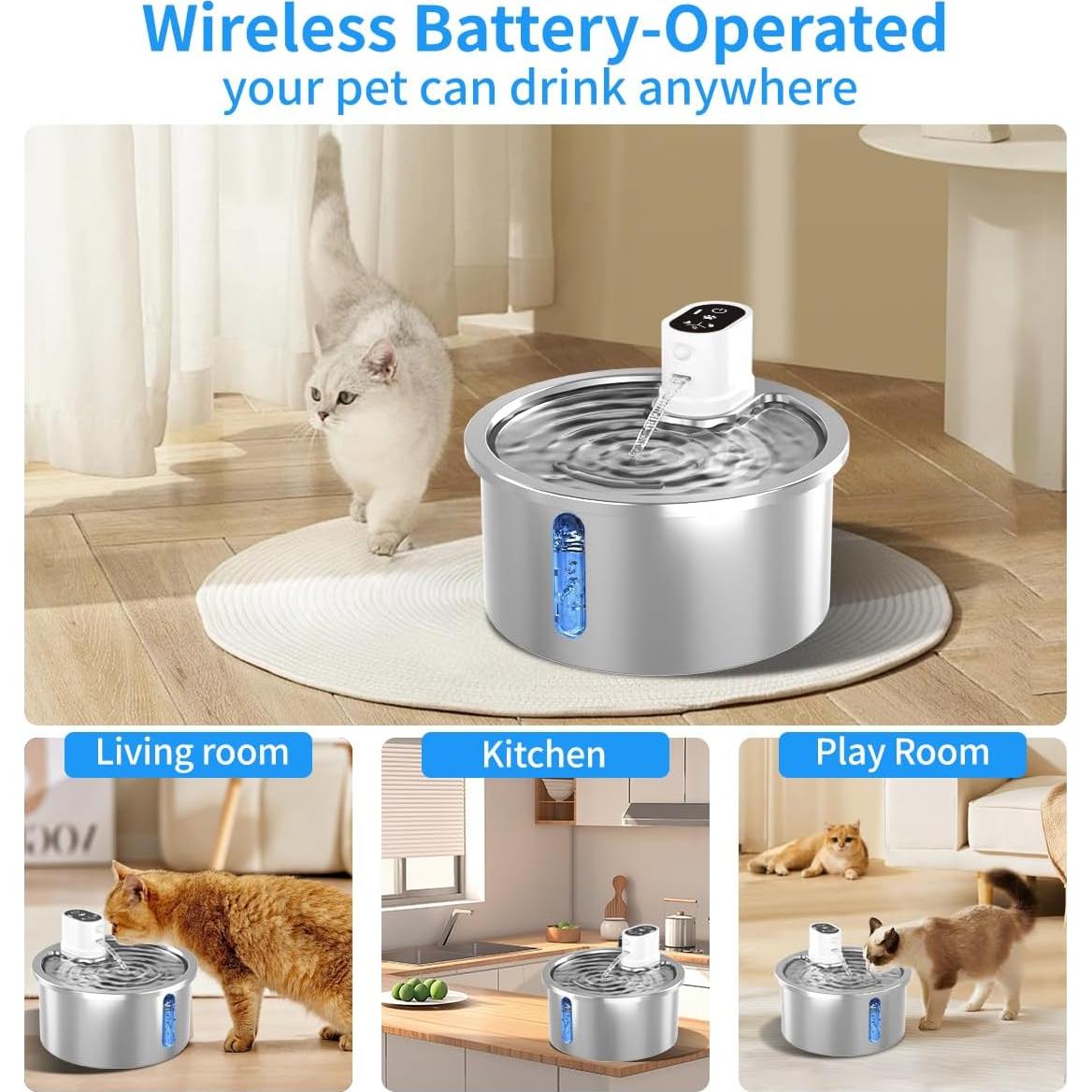 Fuente de Agua Inalámbrica Jzla Pro 3.2L Acero Inoxidable