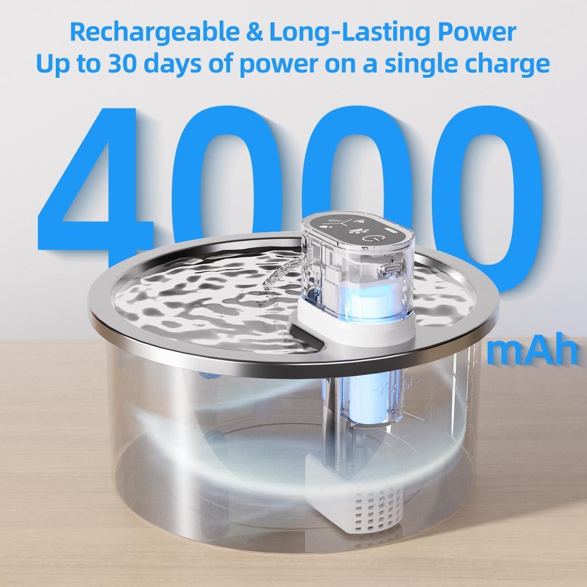 Fuente de Agua Inalámbrica Jzla Pro 3.2L Acero Inoxidable