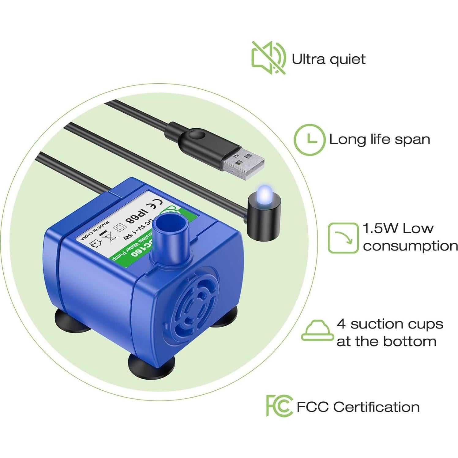 Fuente de Agua para Gatos y Perros Vekonn 2.4L Acero Inoxidable LED