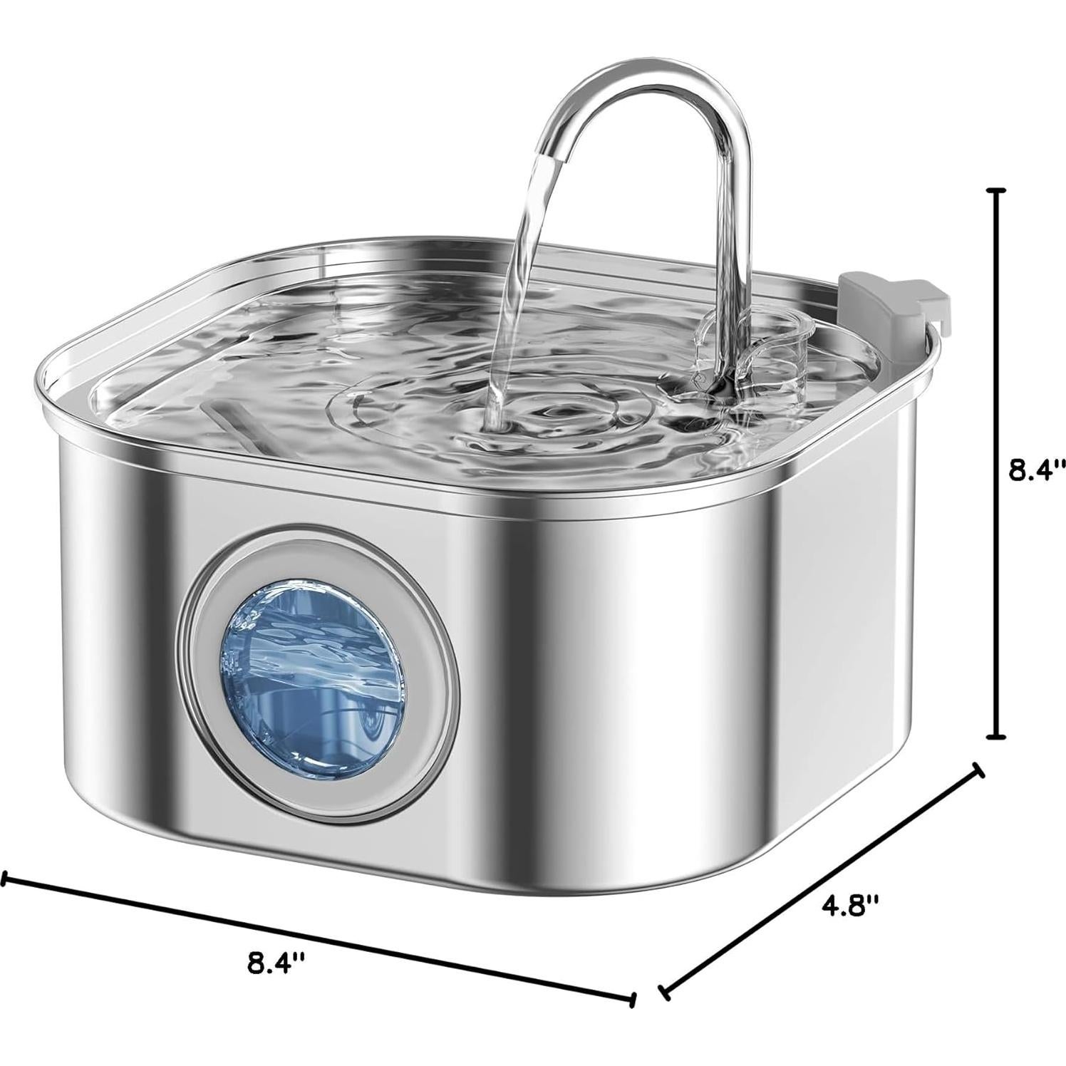 Fuente de Agua para Gatos NautyPaws 3.2L Acero Inoxidable Silenciosa