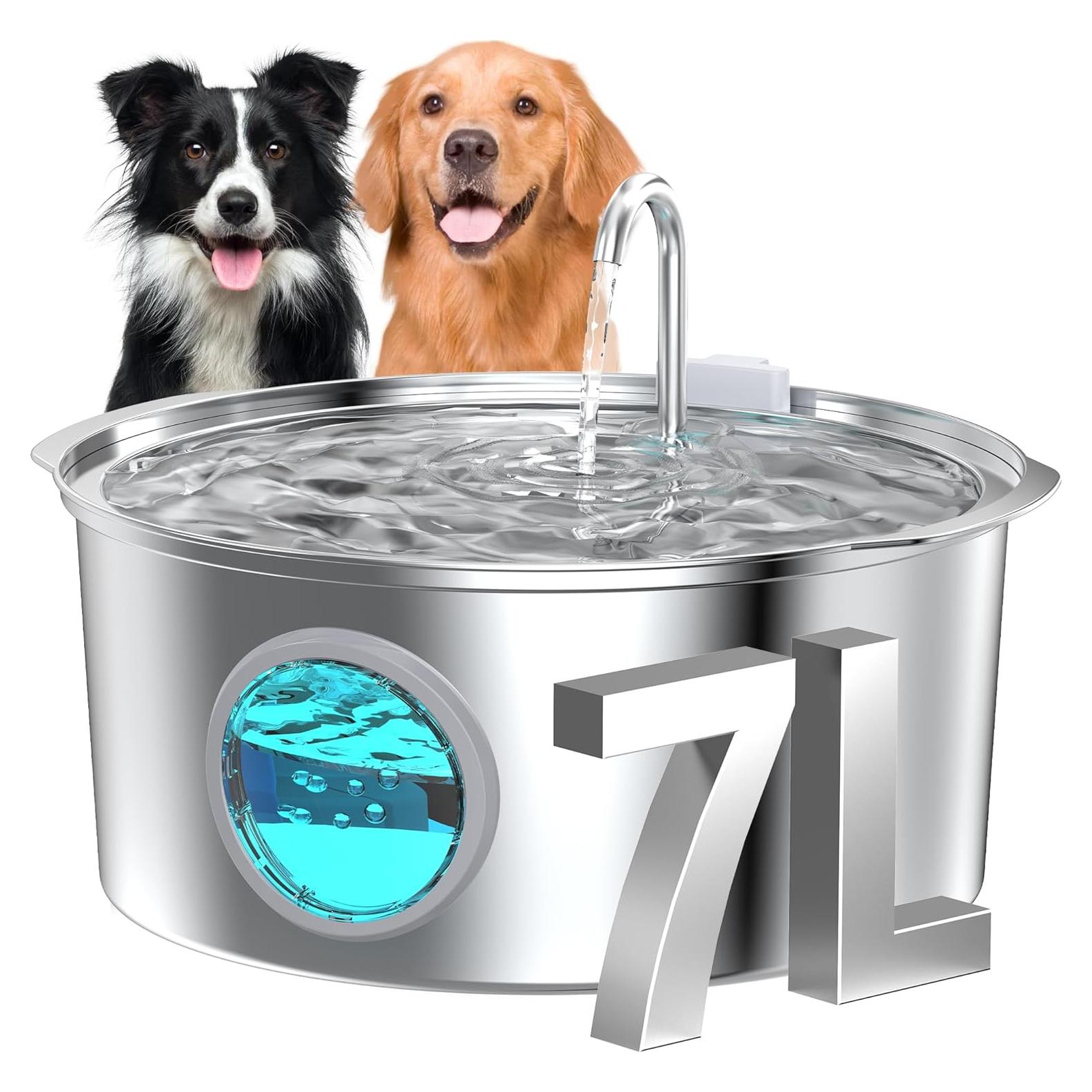 Fuente de Agua para Perros Grandes GROOKPET 7L Acero Inoxidable