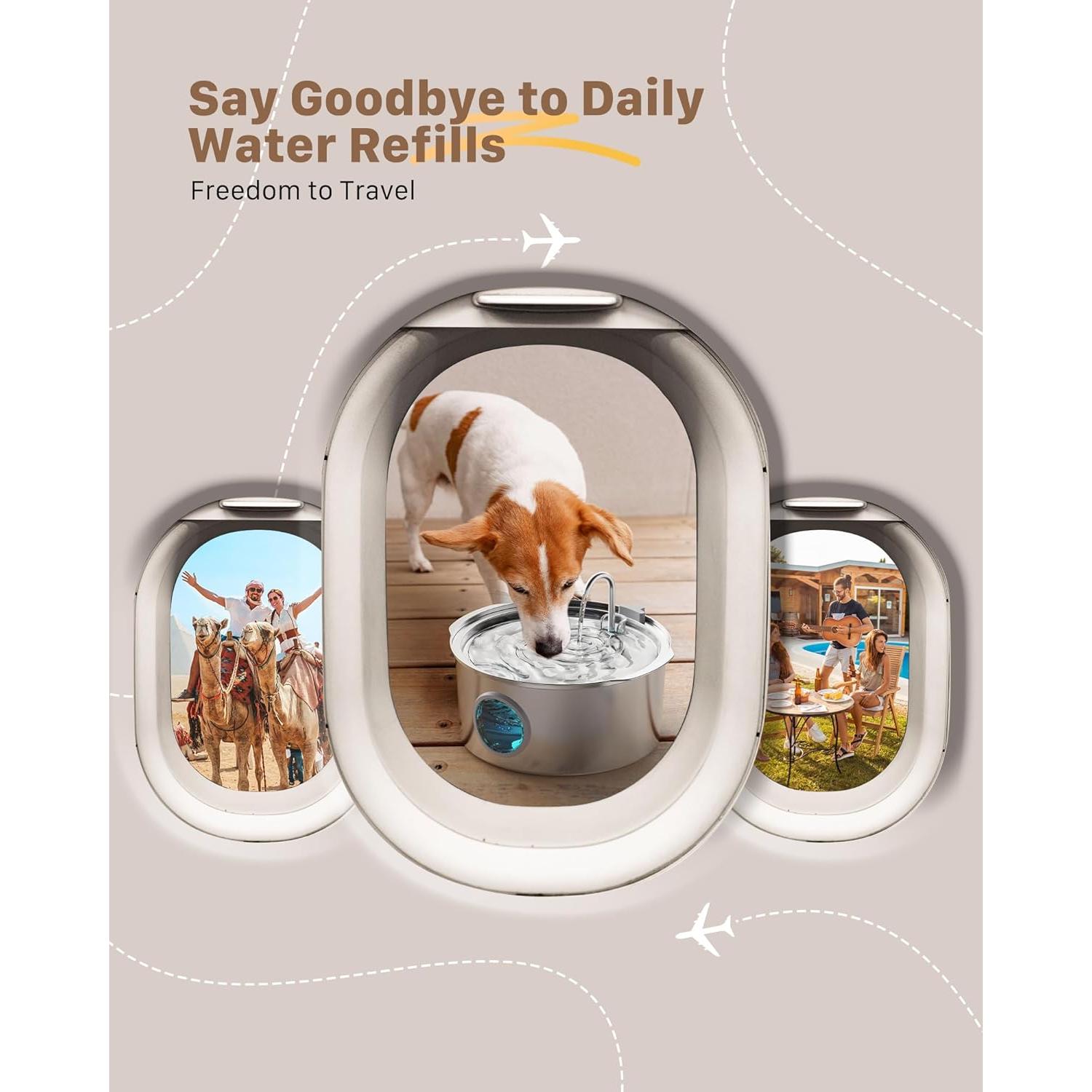 Fuente de Agua para Perros Grandes GROOKPET 7L Acero Inoxidable