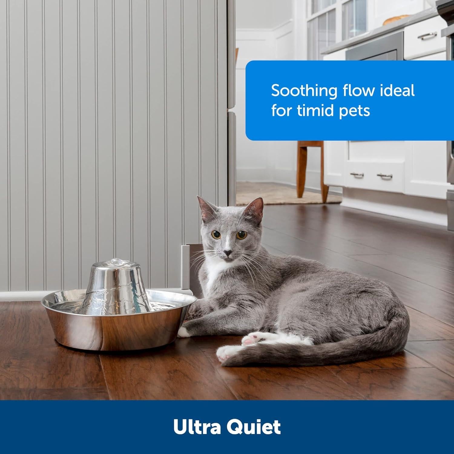 Fuente de Agua para Mascotas PetSafe Seaside 1.8L Acero Inoxidable