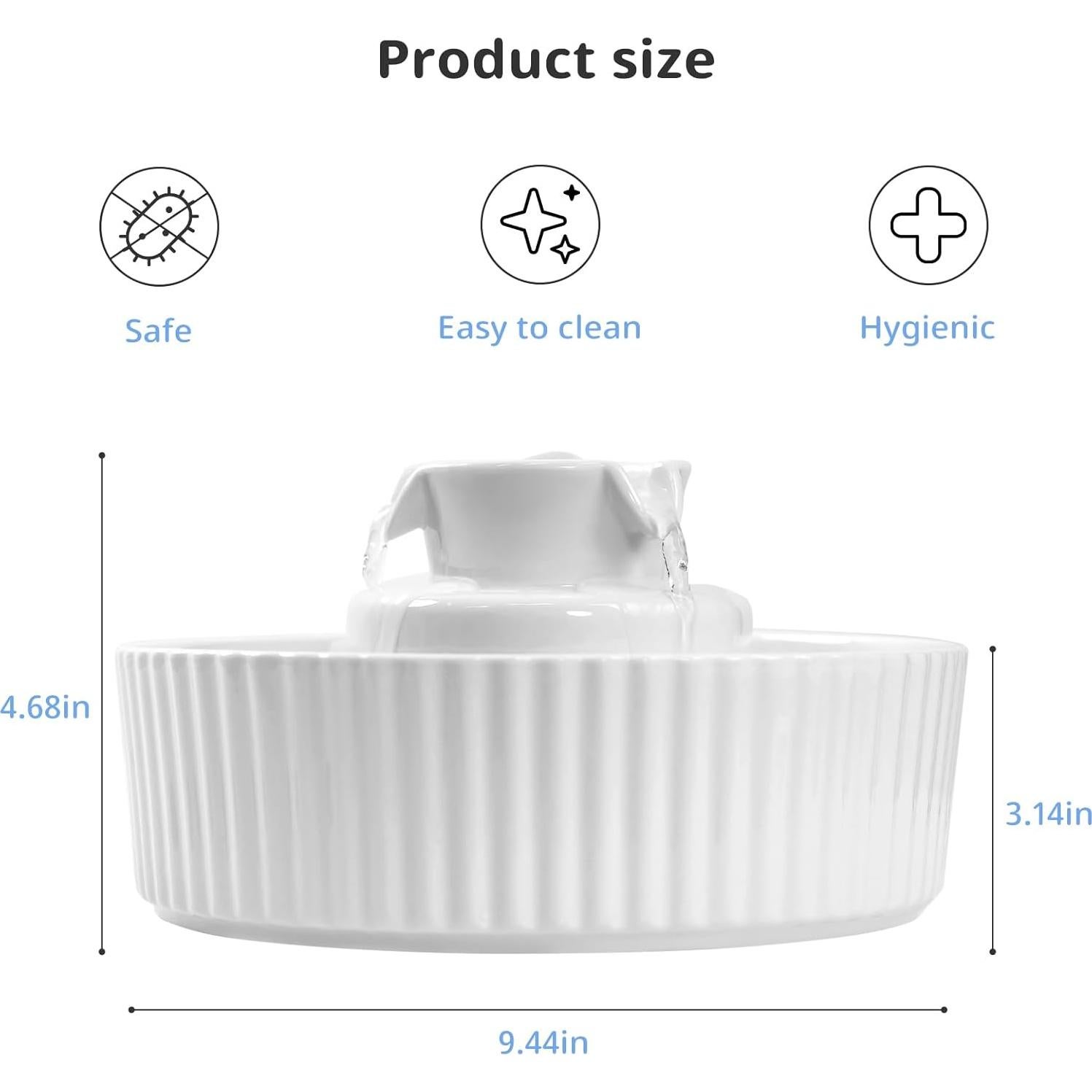 Fuente de Agua para Gatos Waatoos 2.1L Cerámica Blanca con Filtros