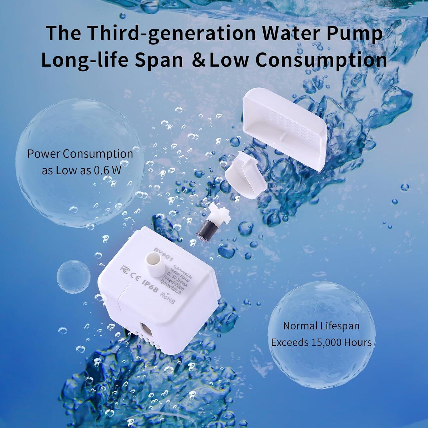 Fuente de Agua para Gatos Vividorama 3L Acero Inoxidable Silenciosa