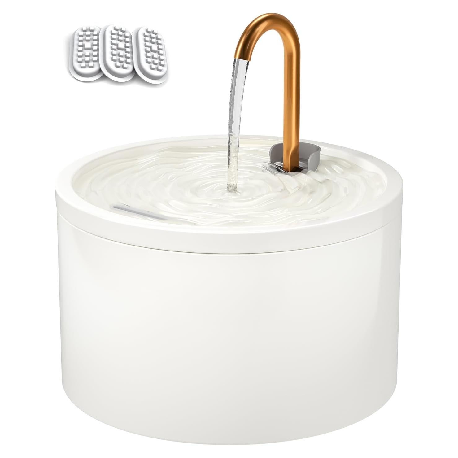 Fuente de Agua para Gatos DOOOB Cerámica 2.1L Ultra-Silenciosa