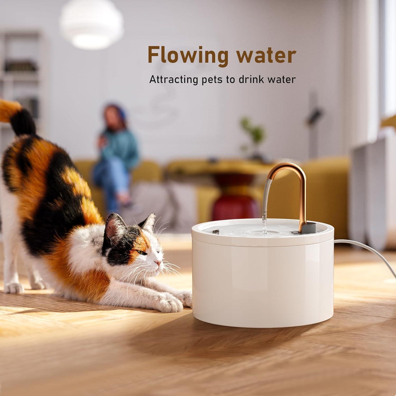 Fuente de Agua para Gatos DOOOB Cerámica 2.1L Ultra-Silenciosa