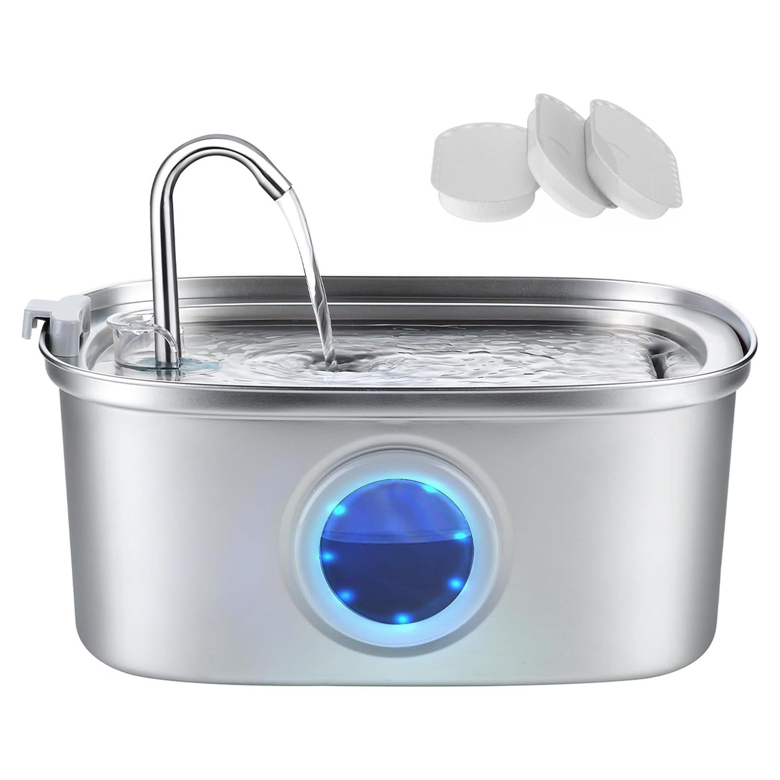 Fuente de Agua para Gatos Vekonn Acero Inoxidable 3L con Filtros