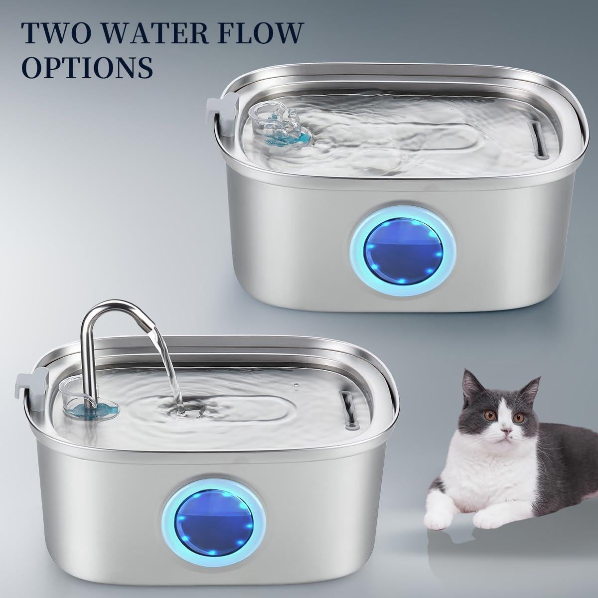 Fuente de Agua para Gatos Vekonn Acero Inoxidable 3L con Filtros