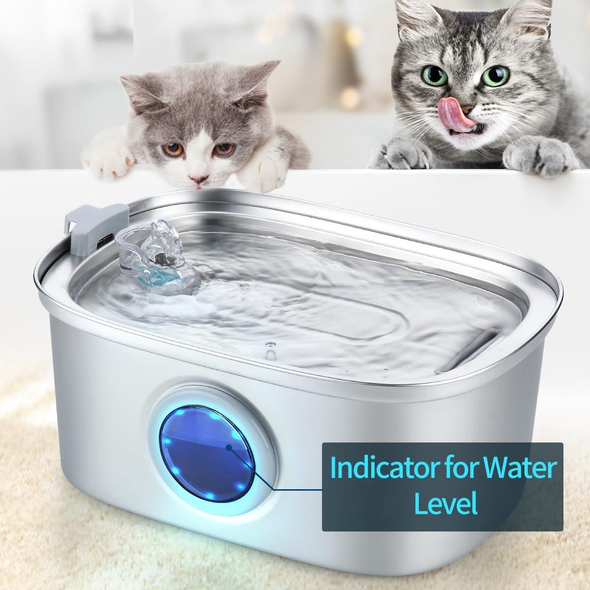 Fuente de Agua para Gatos Vekonn Acero Inoxidable 3L con Filtros