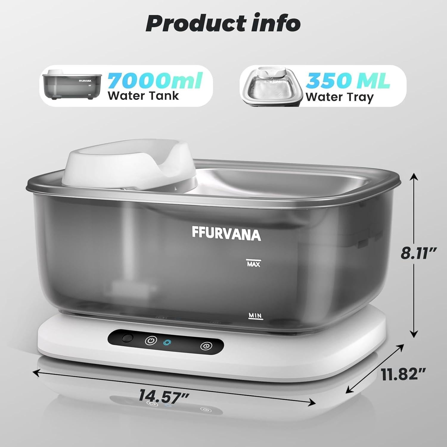 Fuente de Agua Inteligente FFURVANA 7L para Perros Grandes