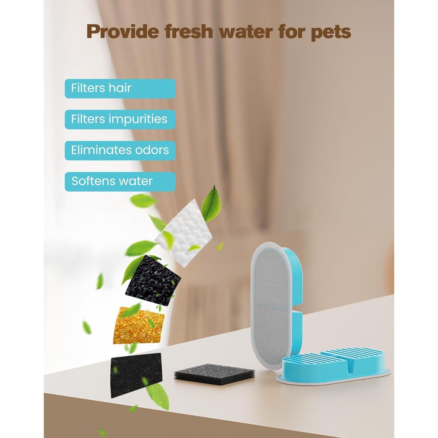 Filtros de Reemplazo VKIMISS para Fuente de Agua Gatos 12 Piezas